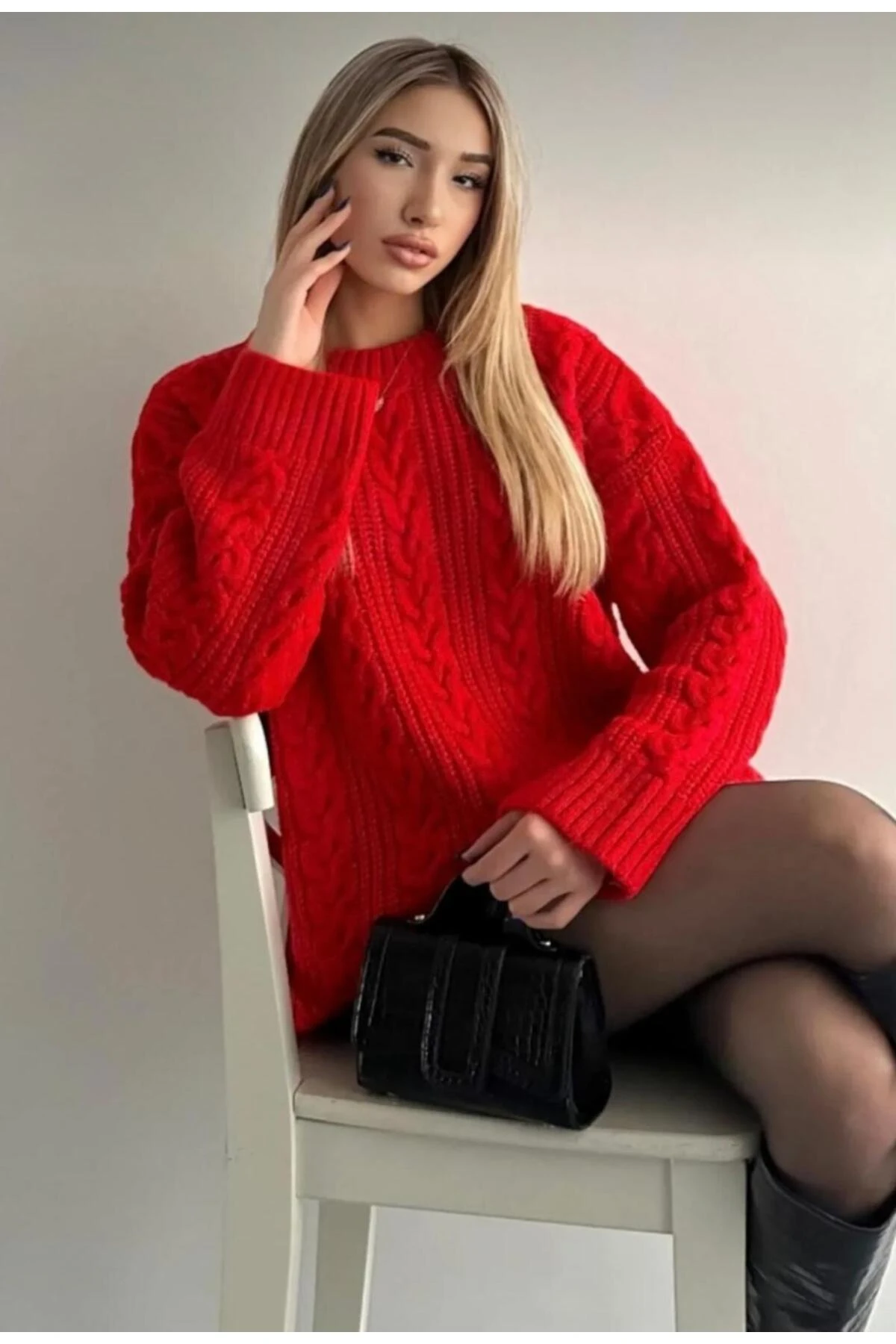 DGN'S SAÇ ÖRGÜLÜ BİSİKLET YAKA YUMUŞAK DOKULU KADIN TRİKO KAZAK