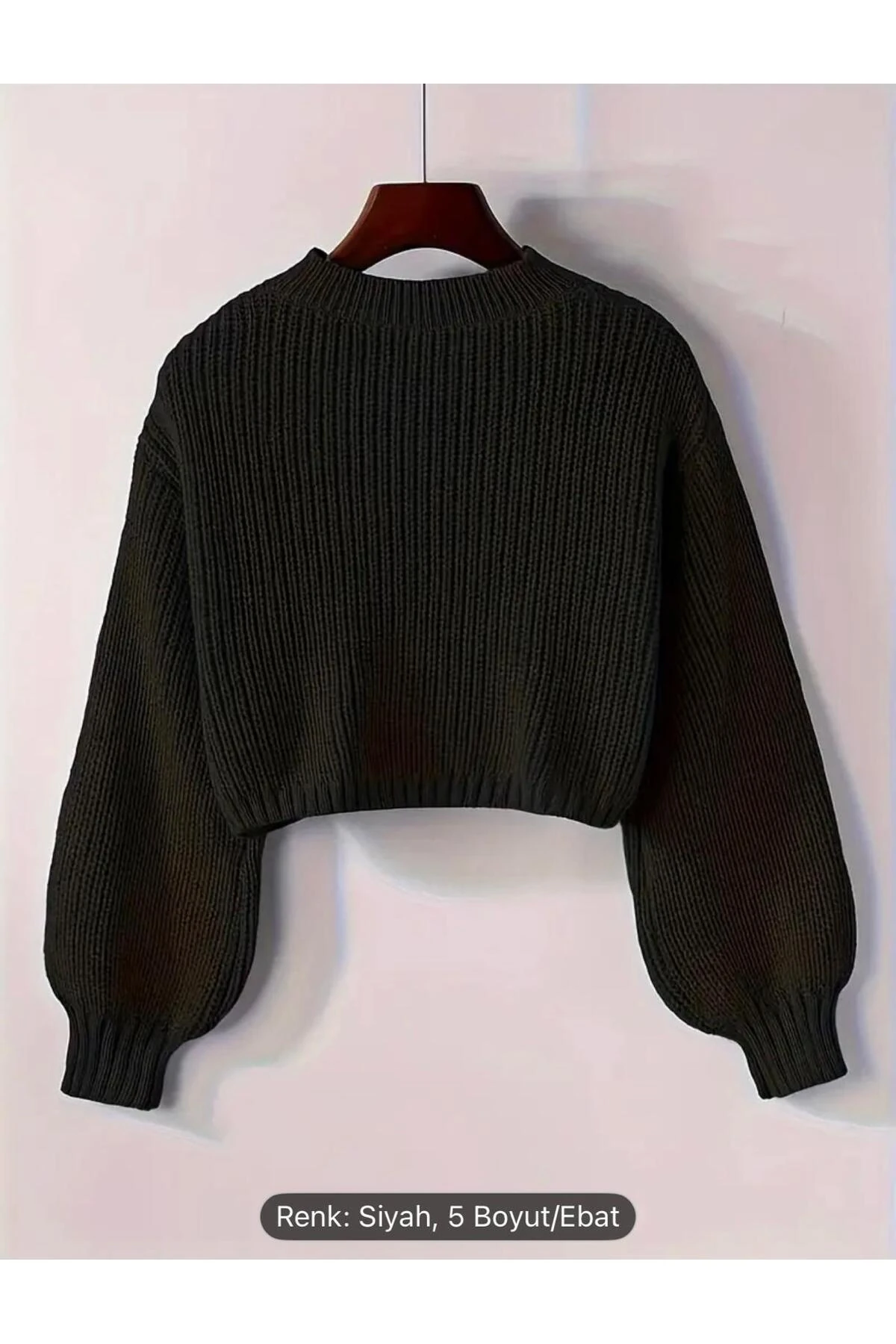 DGN'S SELANİK KALIN ÖRGÜLÜ BİSİKLET YAKA BALON KOL GÖRÜNÜMLÜ KADIN TRİKO KAZAK