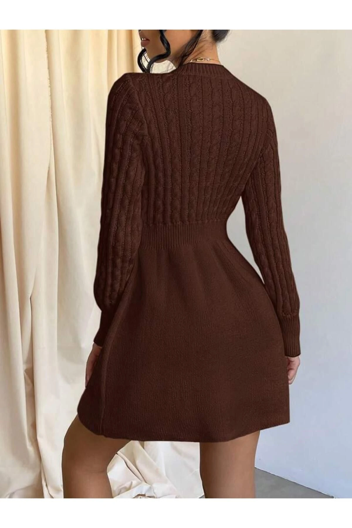 SAÇ ÖRGÜLÜ TRİKO ELBİSE