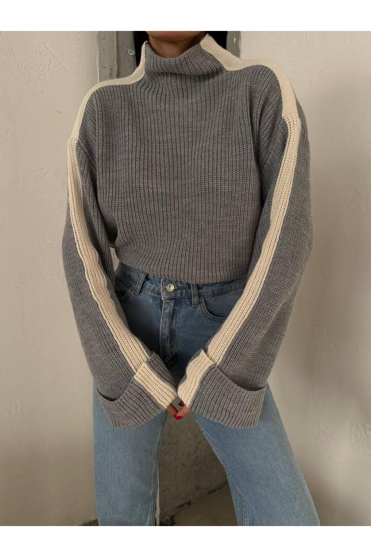 DGN'S ''ITALY COLLECTION'' KADIN İNTERSİYE&SELANİK ÖRGÜLÜ TRİKO KAZAK