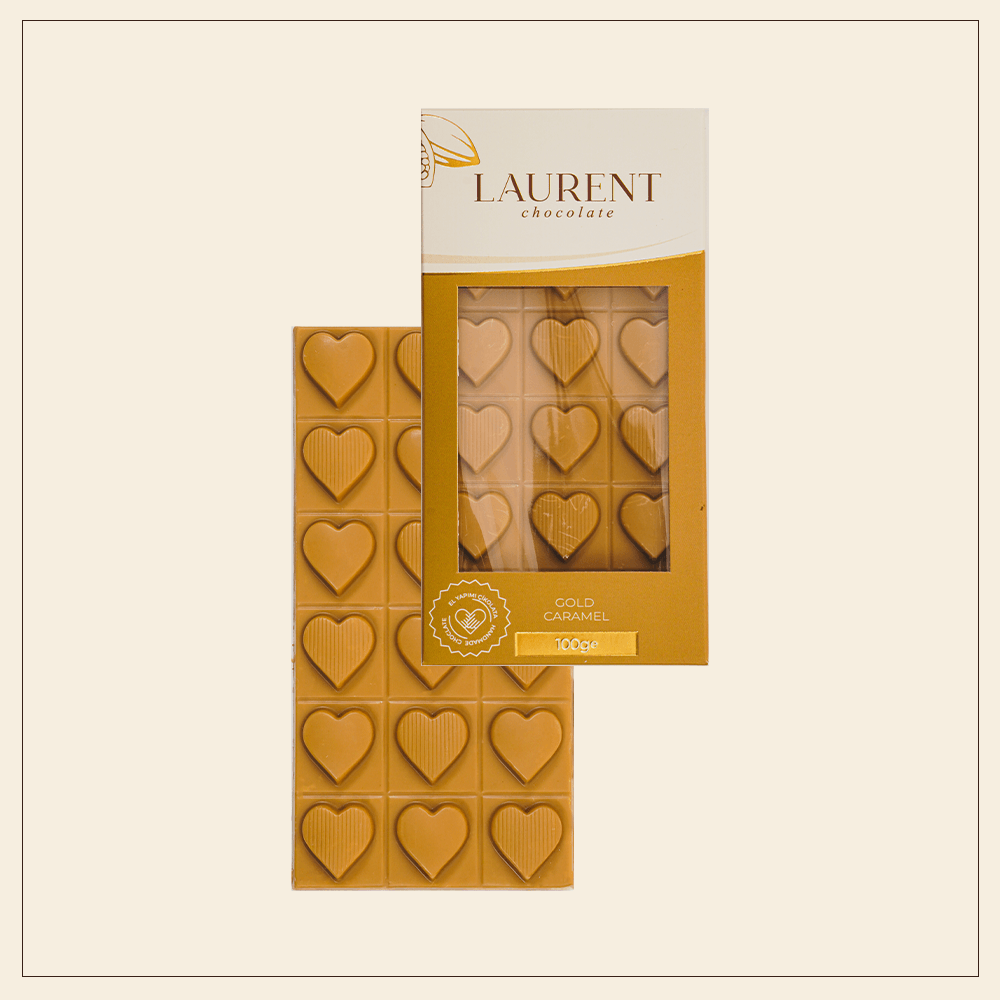 Gold Karamelli Tablet Çikolata Kalpli 100 gr | Laurent Chocolate
