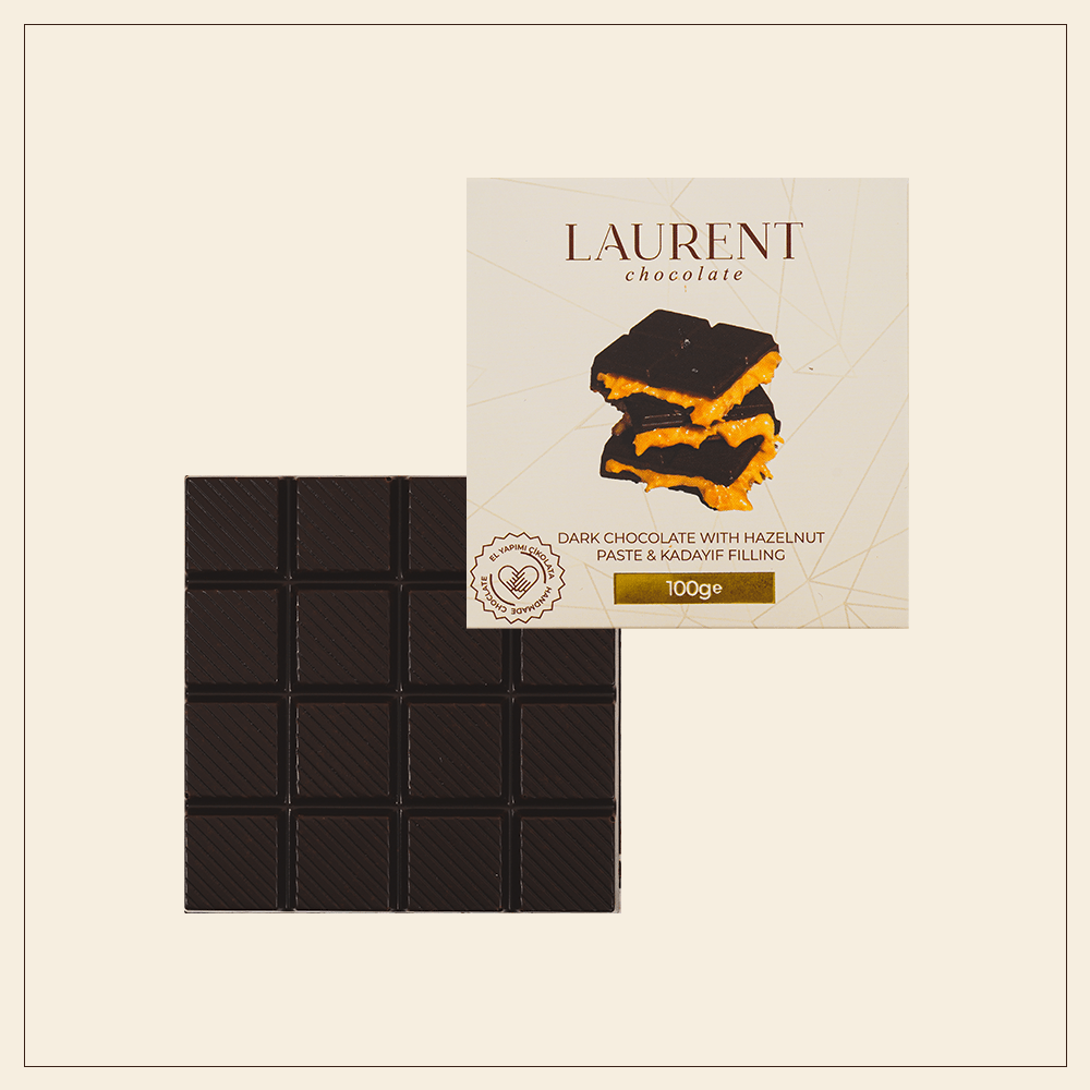 Kadayıf ve Fındık Dolgulu Bitter Çikolata 100 gr | Laurent Chocolate