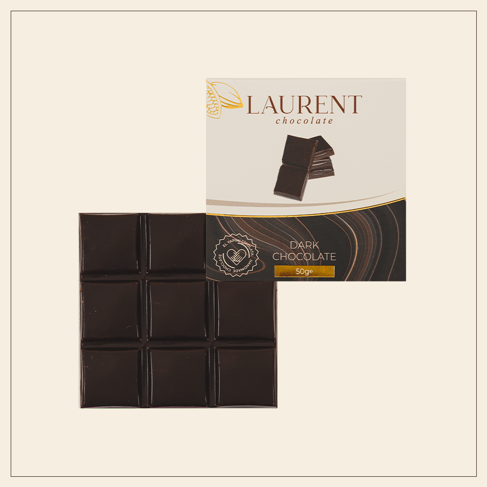 Bitter Çikolata Kare Tablet 50 gr | Laurent Chocolate