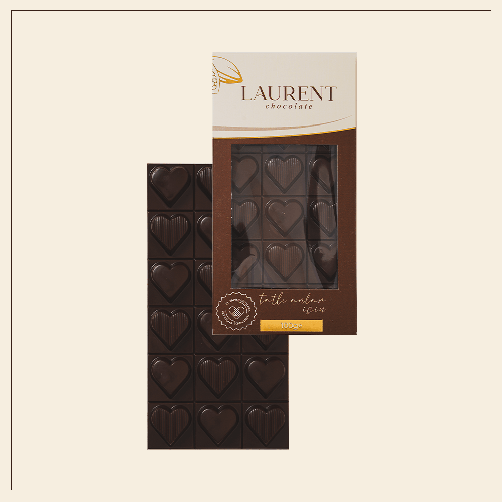 Şekersiz Tablet Çikolata Kalpli 100 gr | Laurent Chocolate