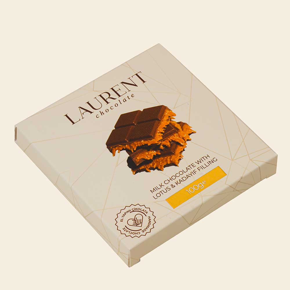 Lotus Kadayıflı Dolgulu Kare Sütlü Çikolata 100 gr | Laurent Chocolate