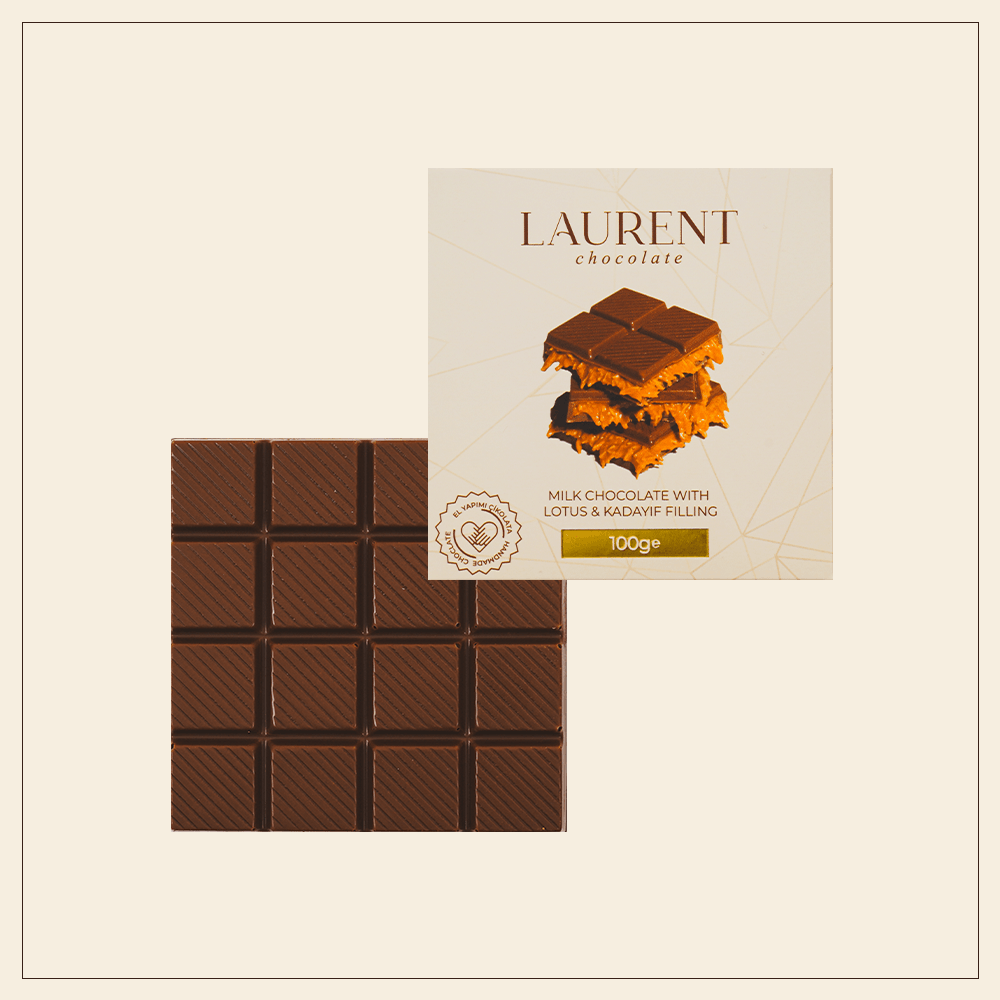 Lotus Kadayıflı Dolgulu Kare Sütlü Çikolata 100 gr | Laurent Chocolate