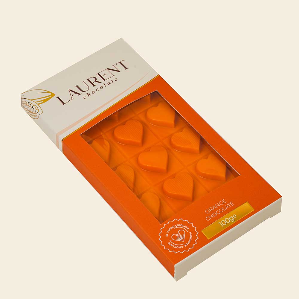 Portakallı Tablet Çikolata Kalpli 100 gr | Laurent Chocolate