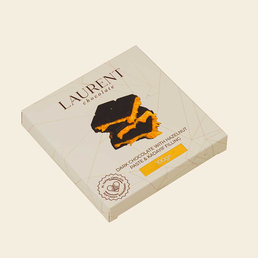 Kadayıf ve Fındık Dolgulu Bitter Çikolata 100 gr | Laurent Chocolate