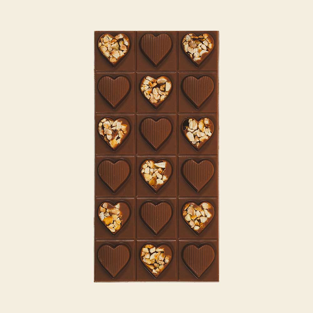 Sütlü Çikolatalı Fındıklı Kalp Çikolata 100 gr | Laurent Chocolate