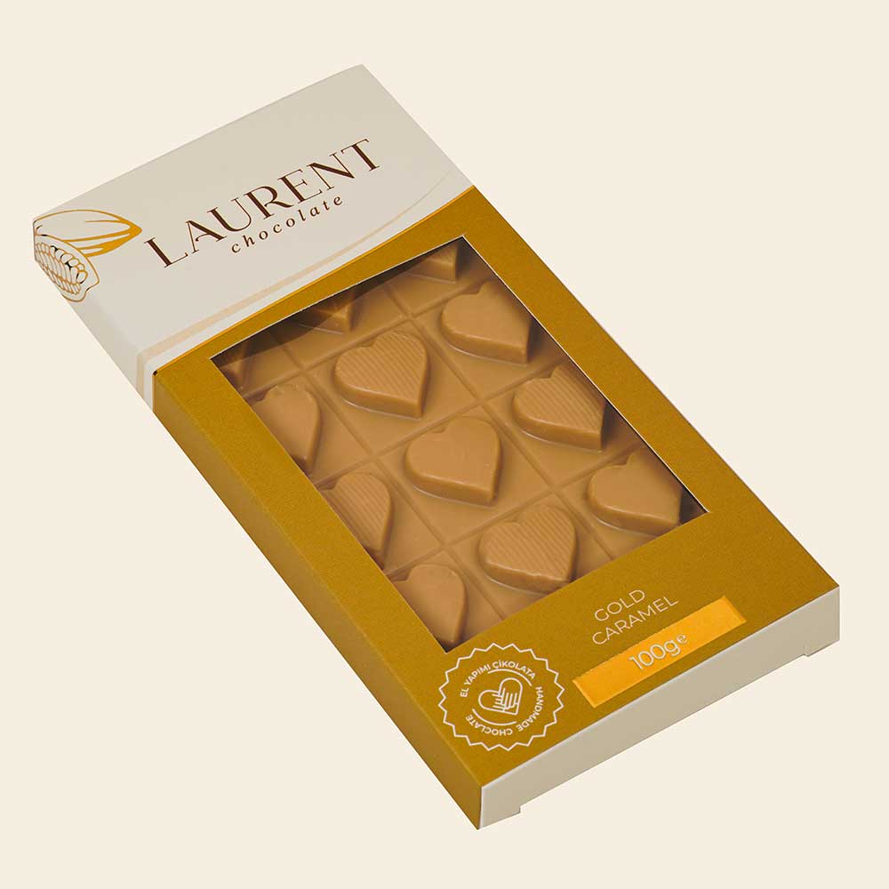 Gold Karamelli Tablet Çikolata Kalpli 100 gr | Laurent Chocolate