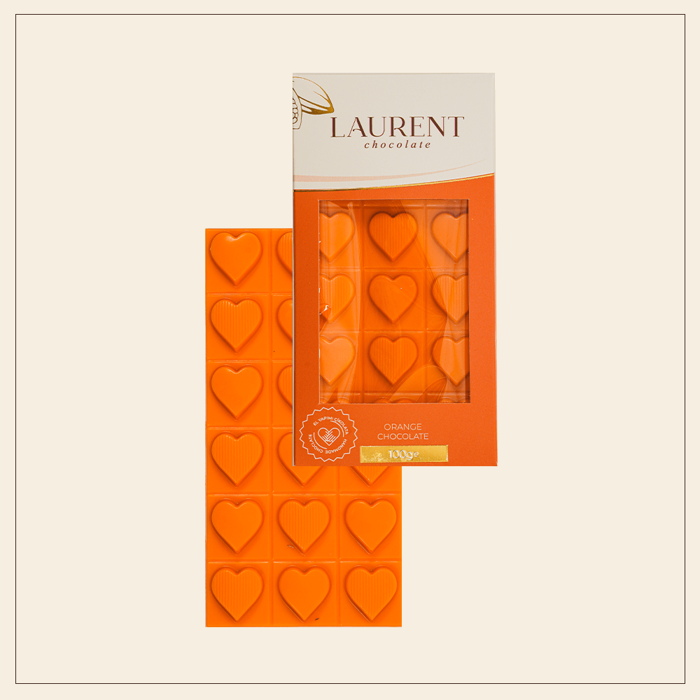 Portakallı Tablet Çikolata Kalpli 100 gr | Laurent Chocolate
