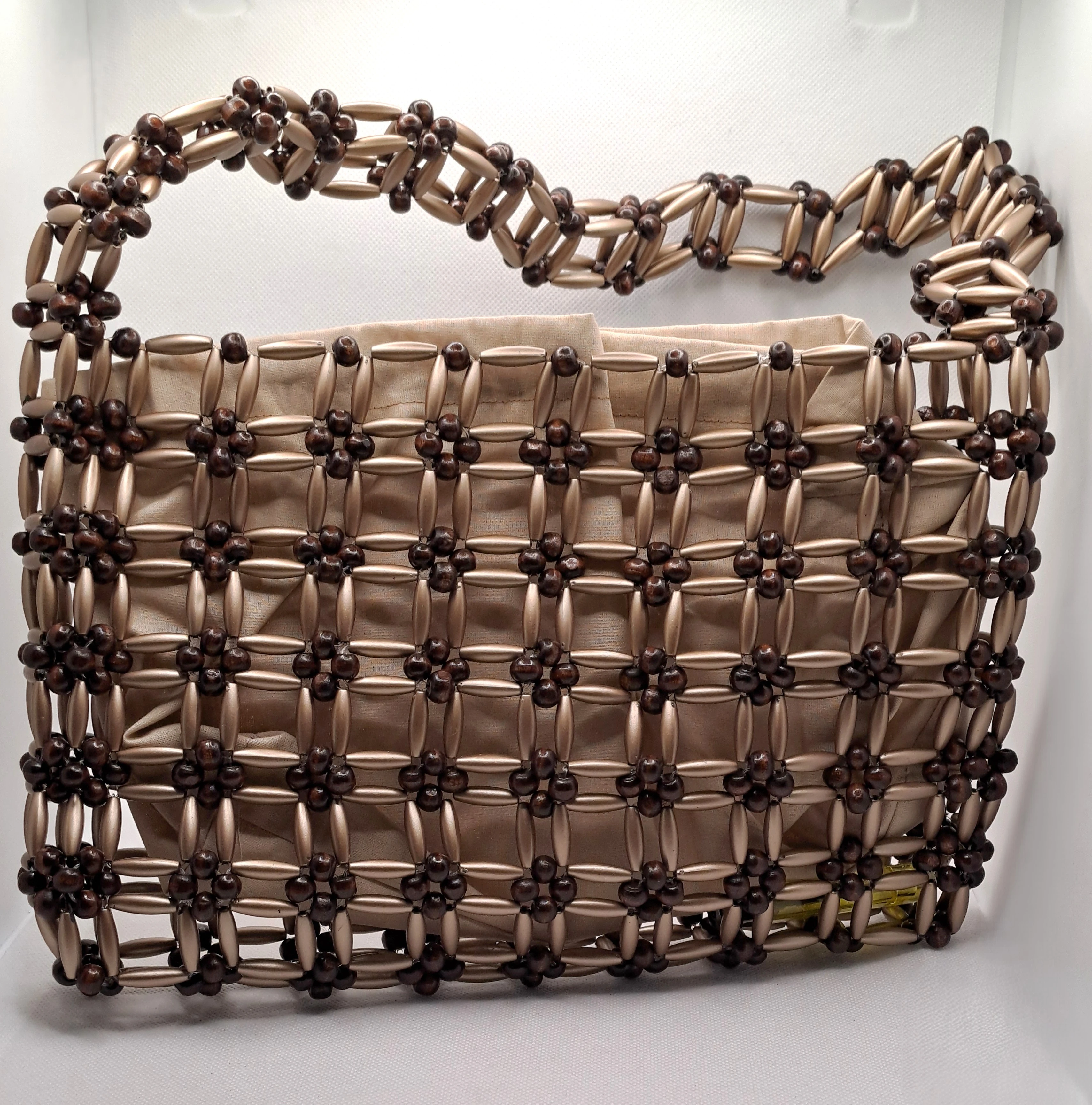 GOLD-KAHVERENGİ BONCUK ÇANTA