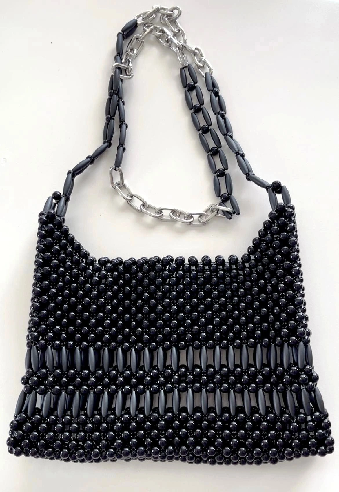 SİYAH UZUN BONCUK ÇANTA