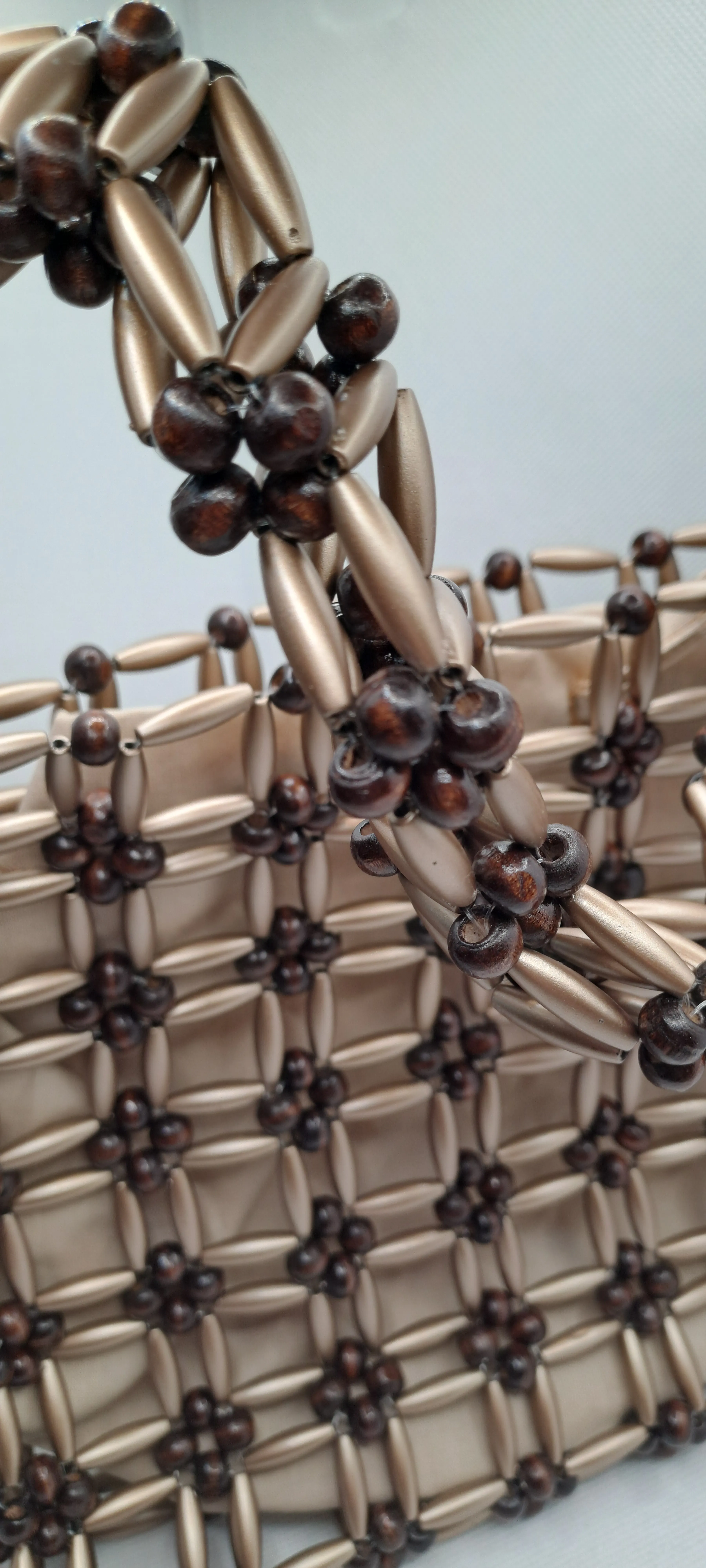 GOLD-KAHVERENGİ BONCUK ÇANTA