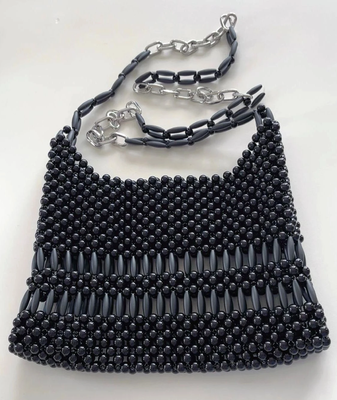 SİYAH UZUN BONCUK ÇANTA