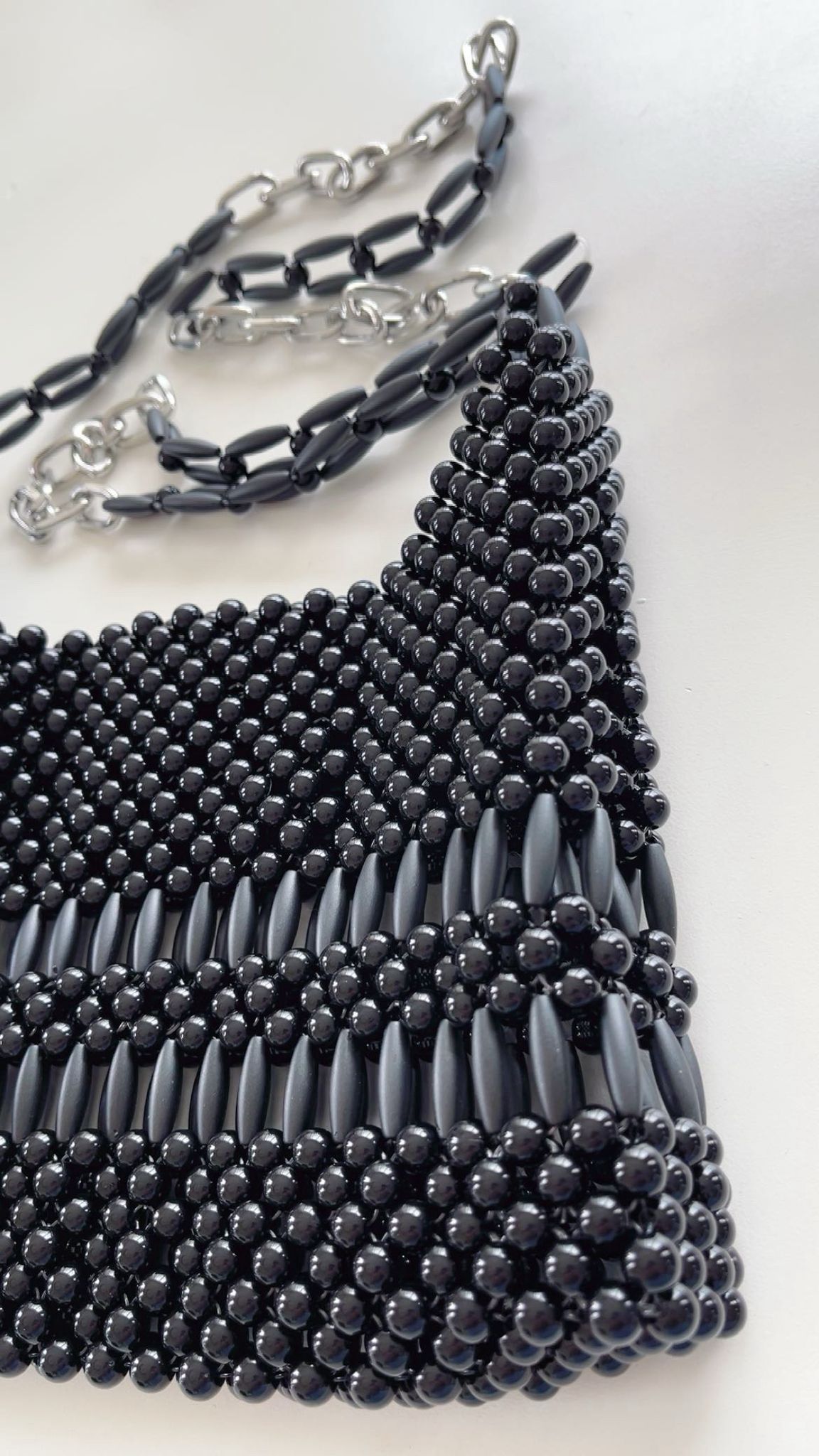 SİYAH UZUN BONCUK ÇANTA