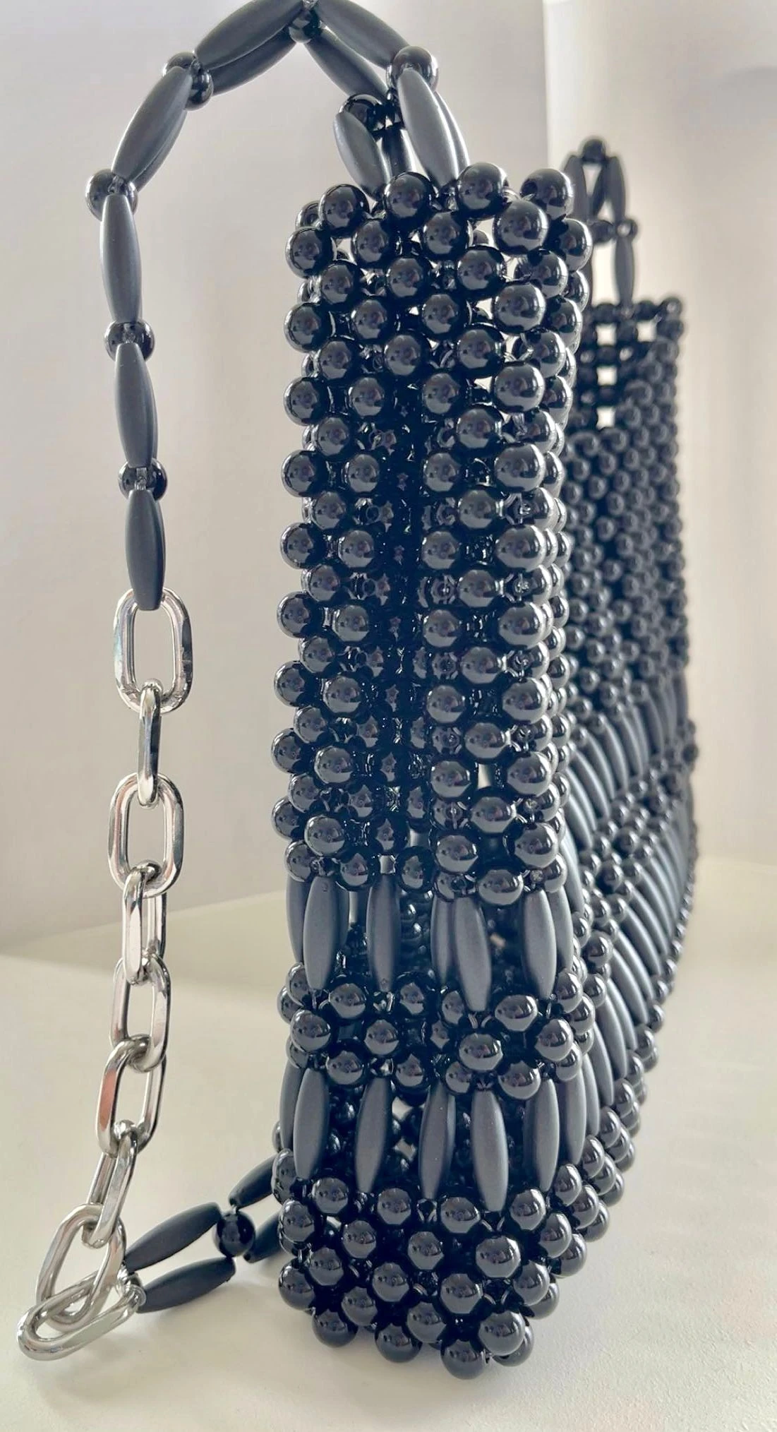 SİYAH UZUN BONCUK ÇANTA