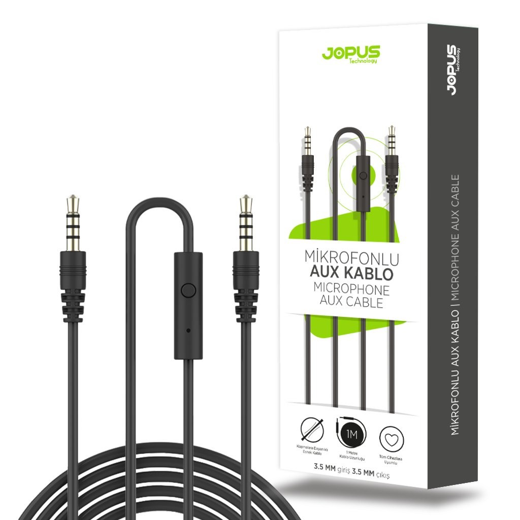 Jopus 3.5mm JA-09 Mikrofonlu AUX Kablosu