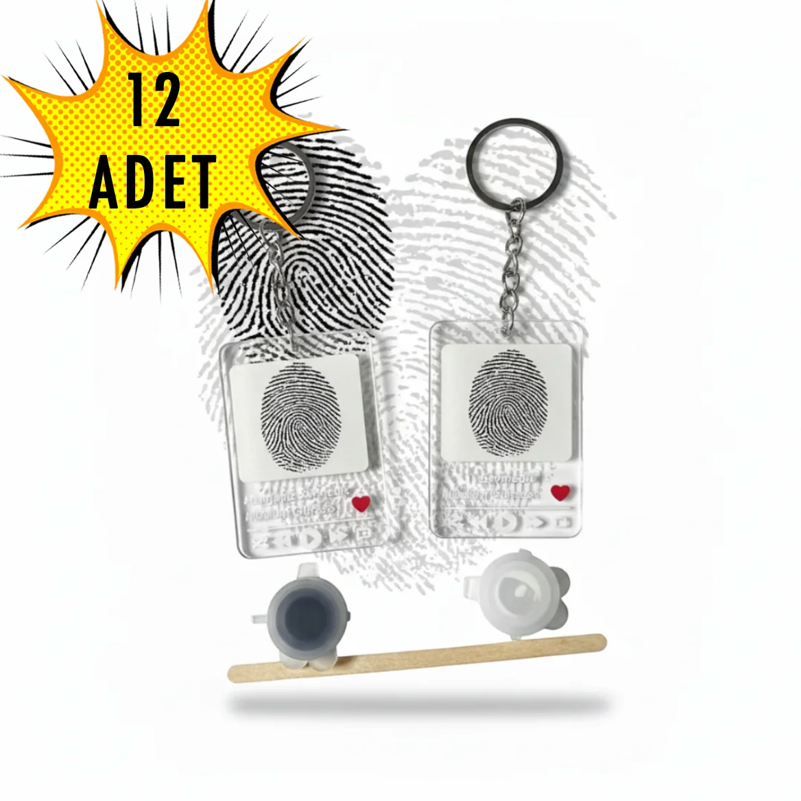 Parmak İzi Anahtarlık (12 Adet)
