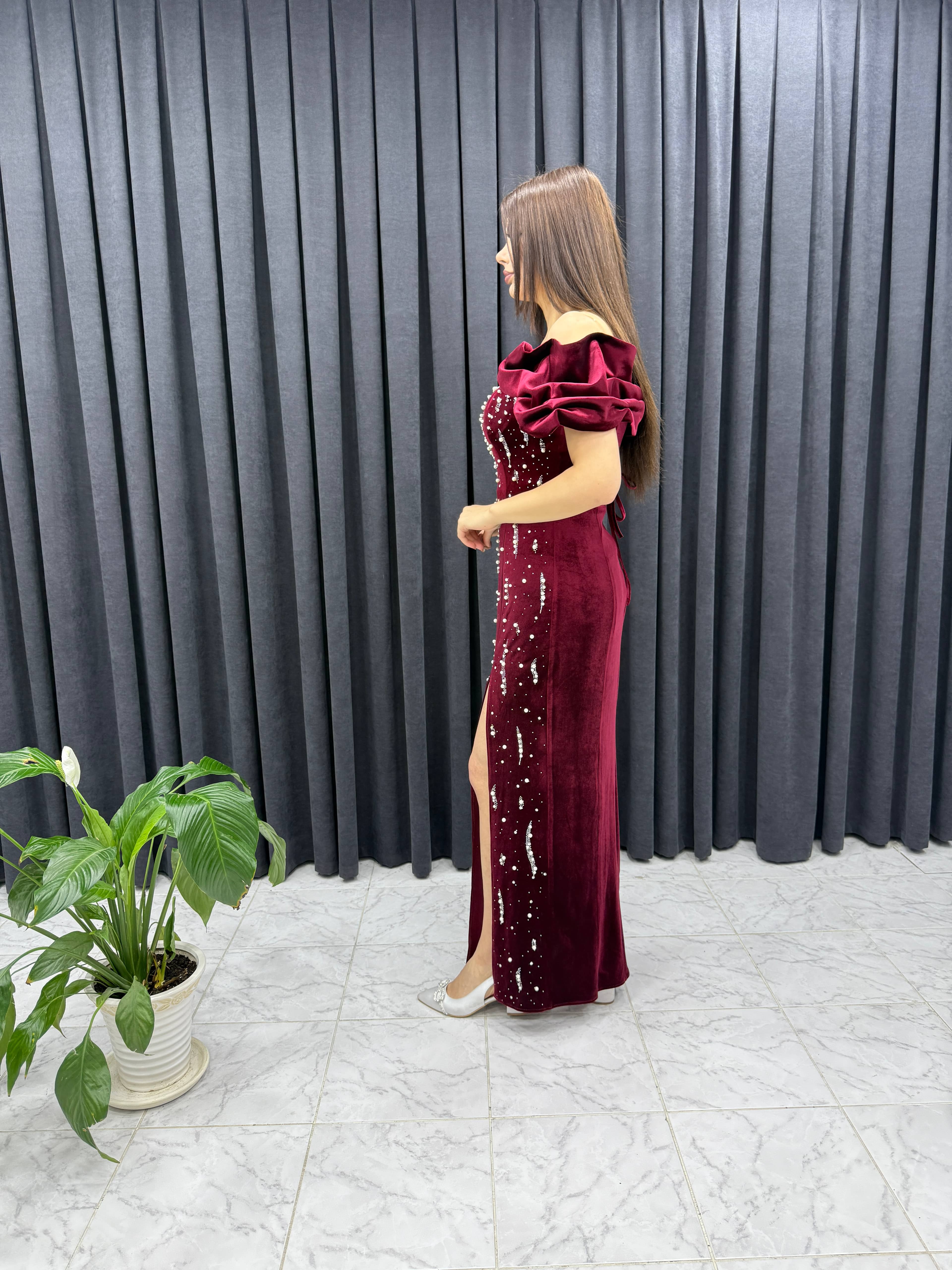 Taşlı Kadife Abiye