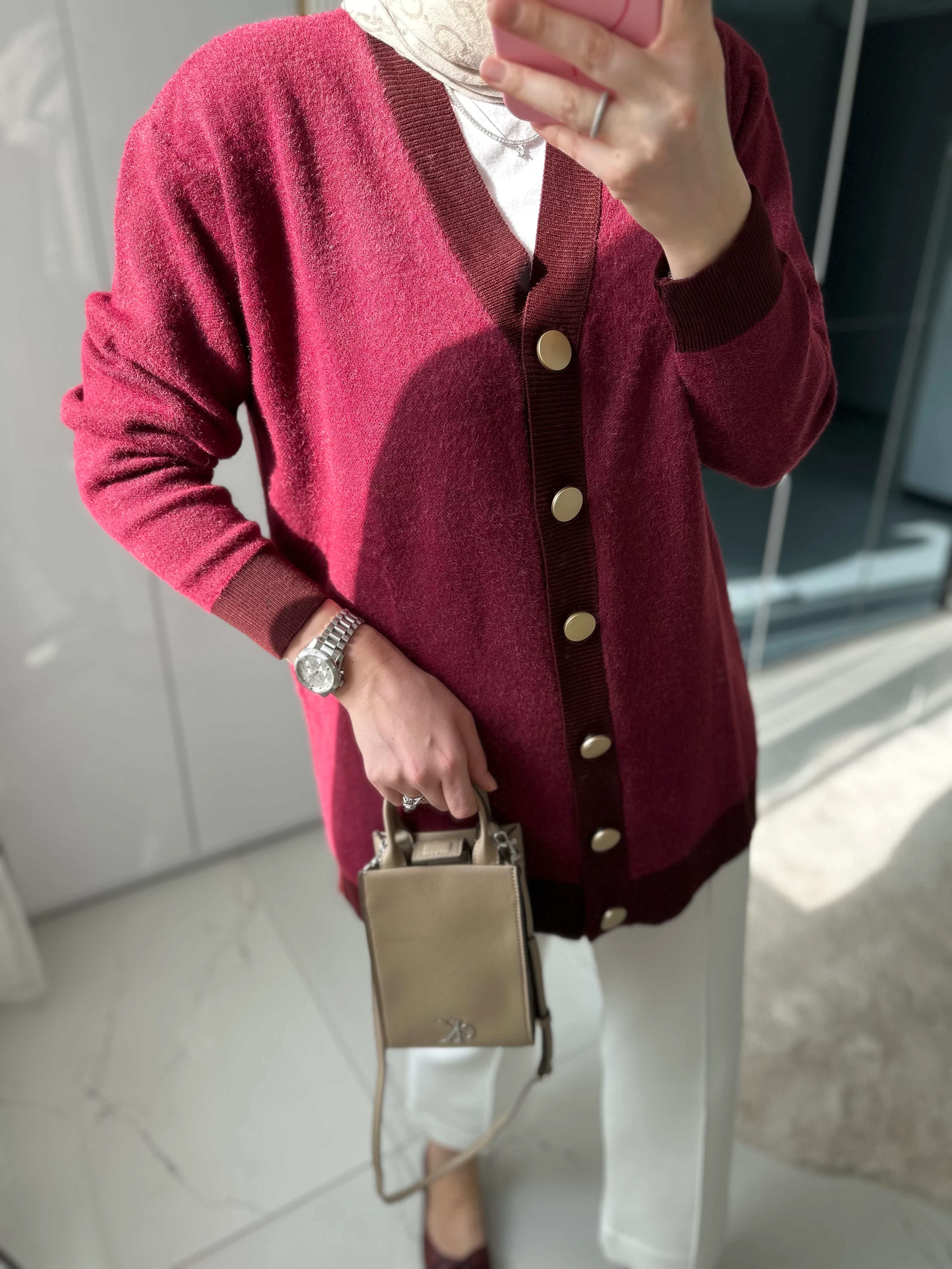 Riva Angora Hırka (Bordo)