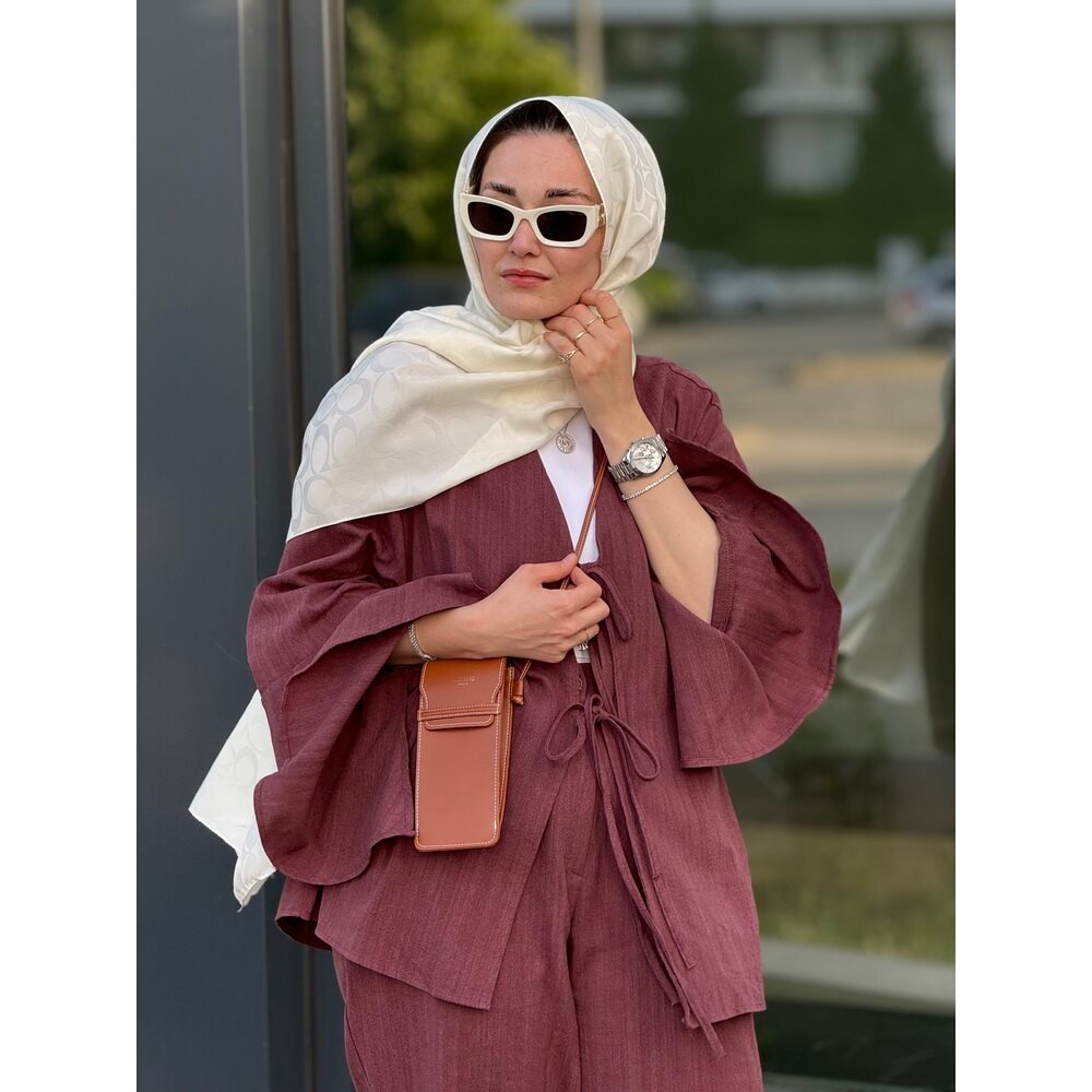 Kimono Keten Takım (Mürdüm)