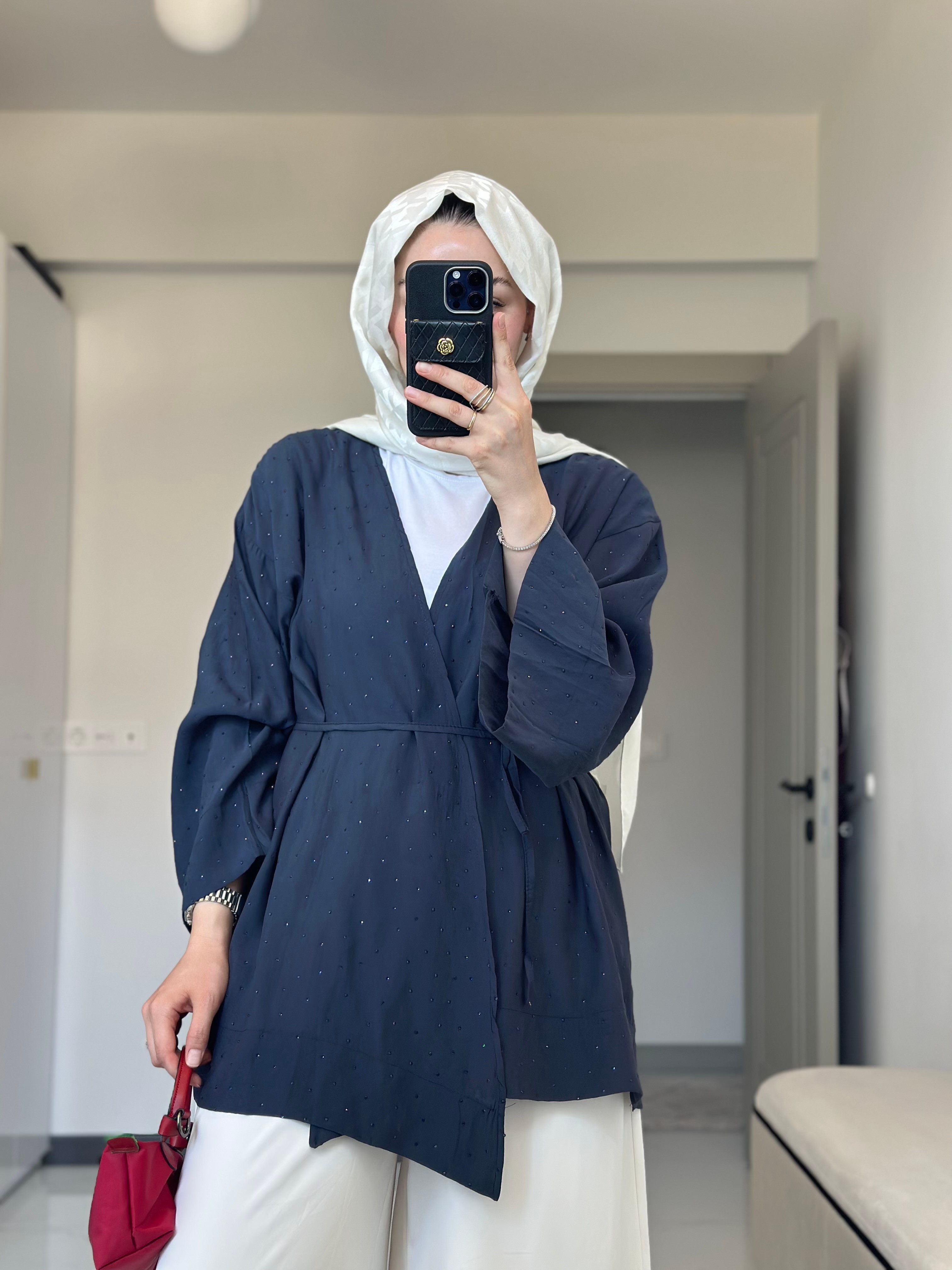 Taşlı Kimono (Lacivert)