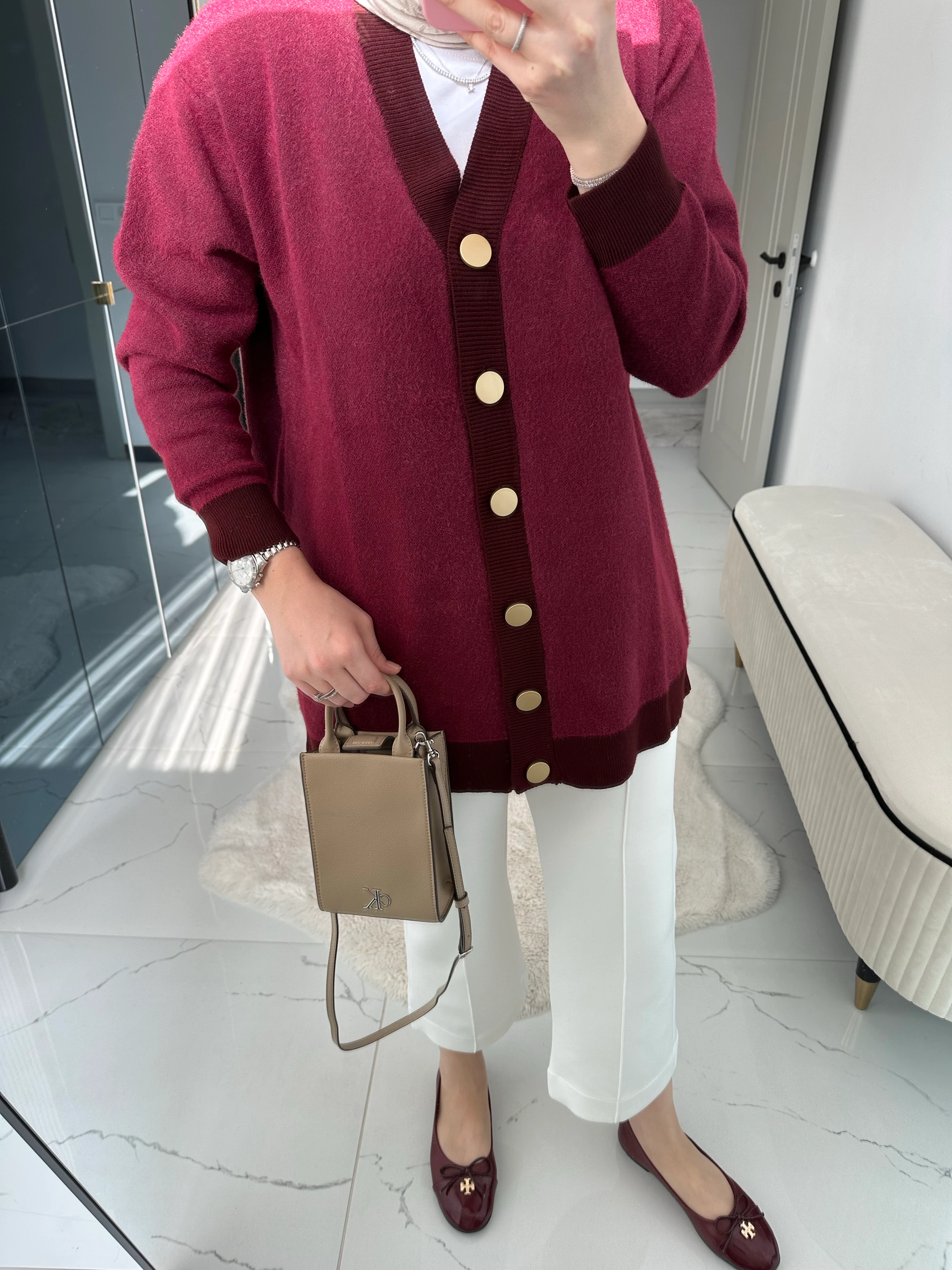 Riva Angora Hırka (Bordo)