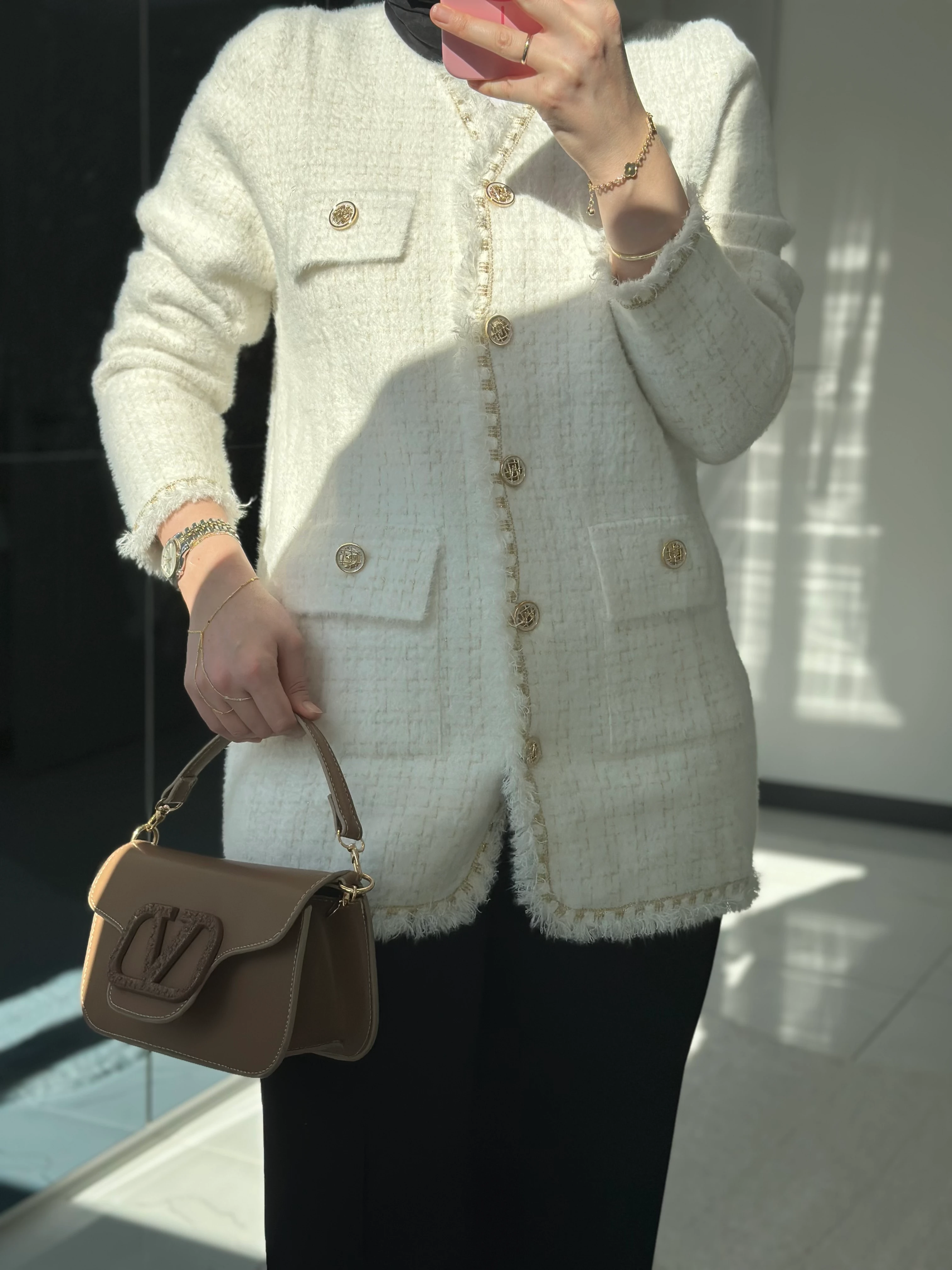 Angora Tüvit Ceket (Beyaz)