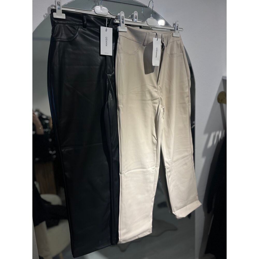 Mango Deri Pantolon (Krem)