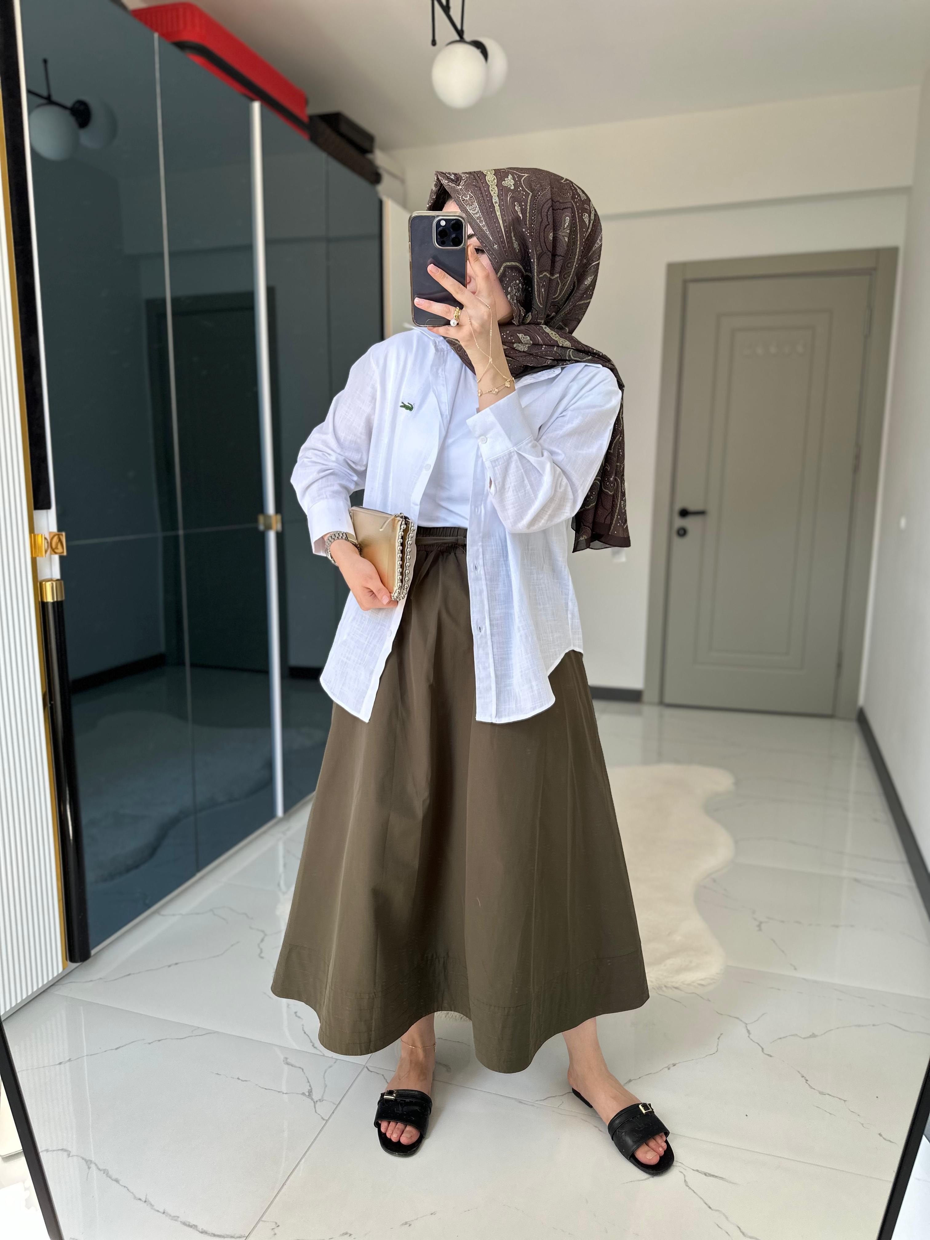 Poplin Etek (Haki)