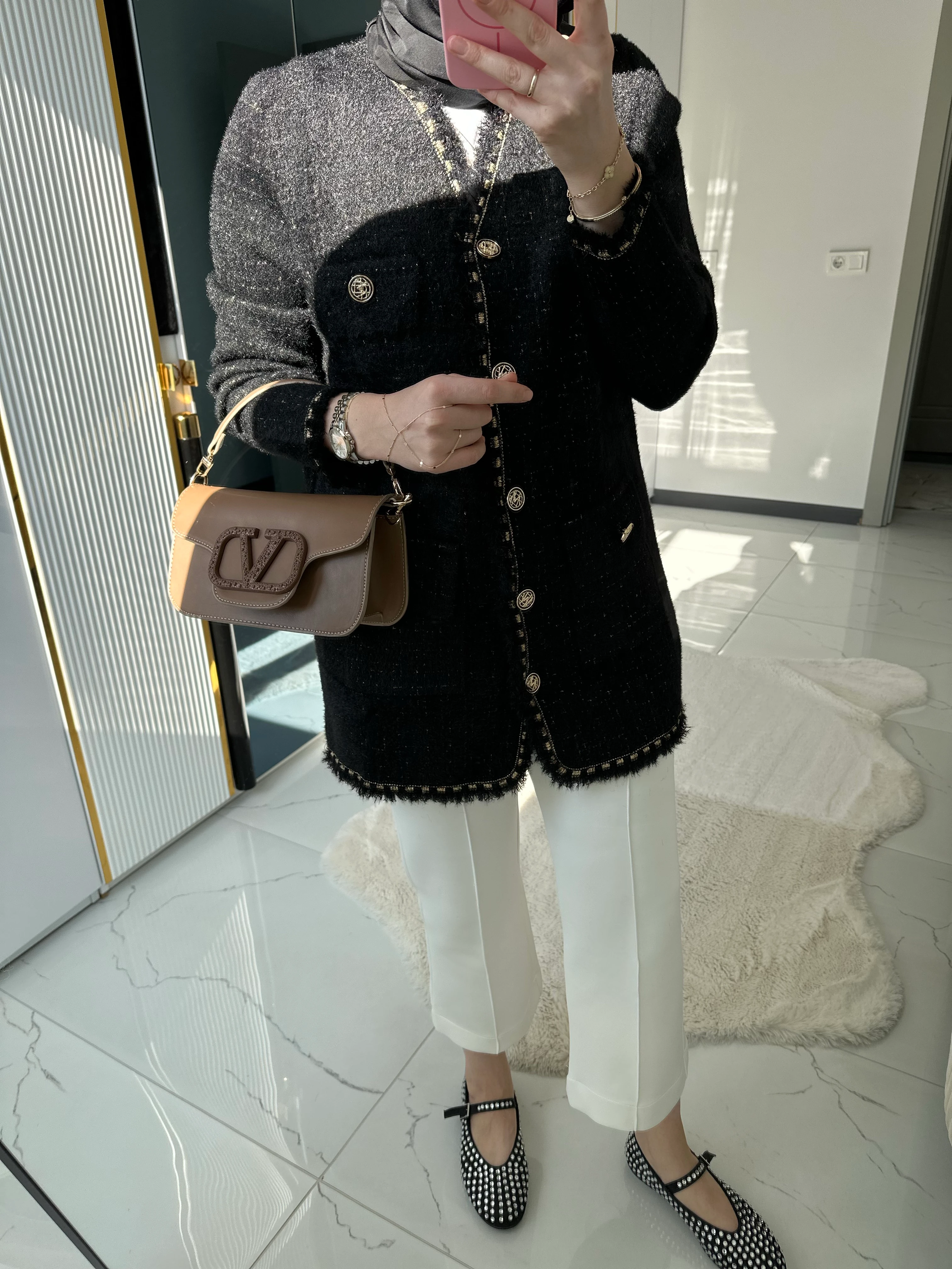 Angora Tüvit Ceket (Siyah)