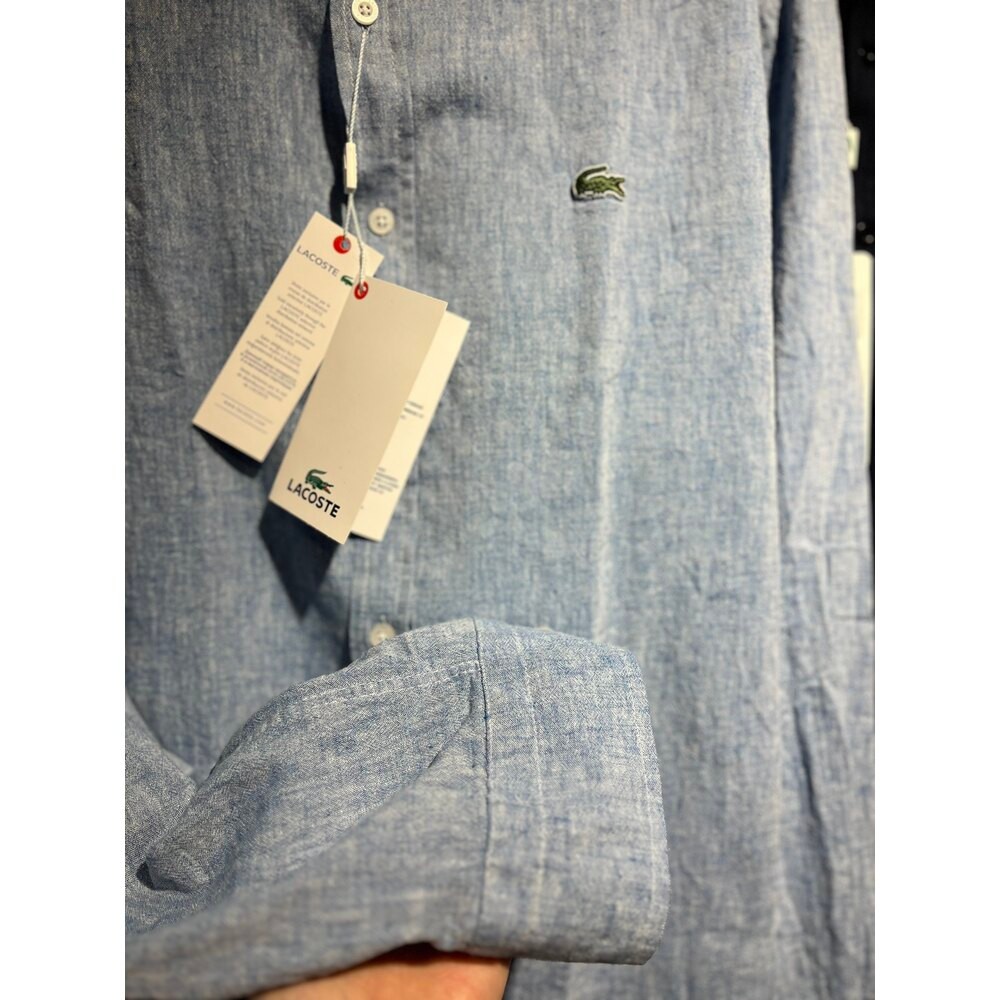 Ham Keten Lacoste Gömlek (Bebe mavisi)