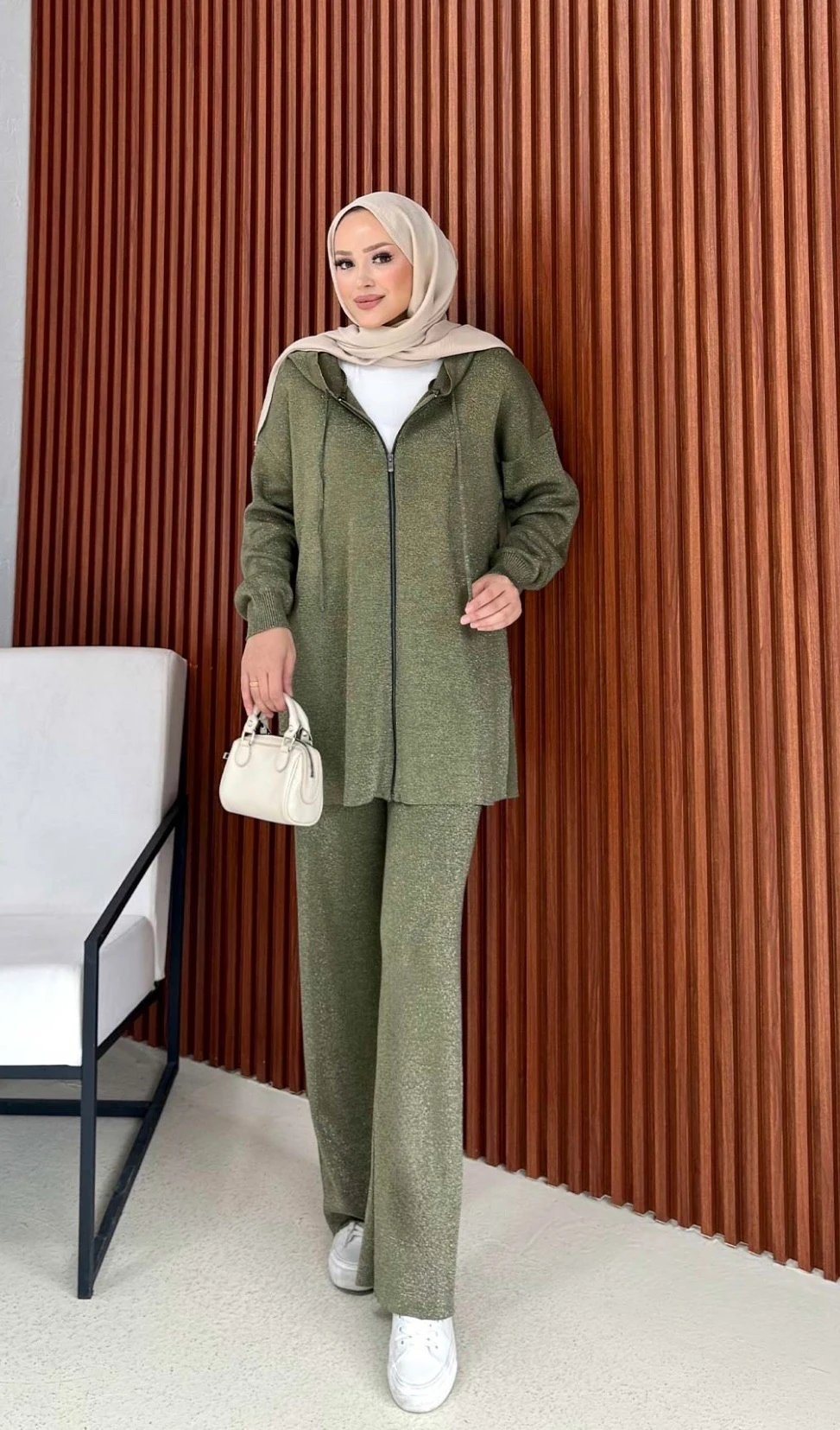 Simli Merserize Takım (Haki)