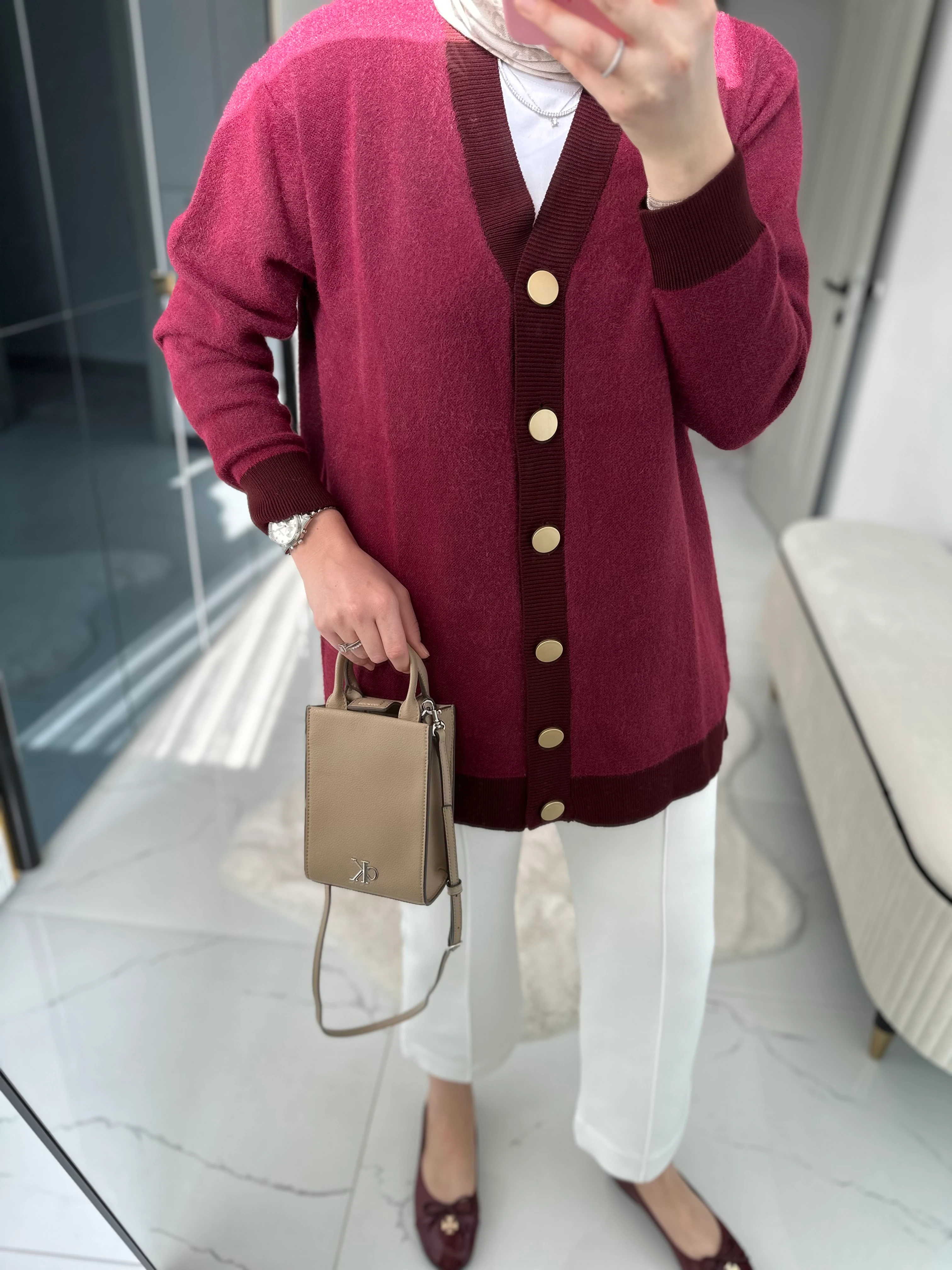 Riva Angora Hırka (Bordo)