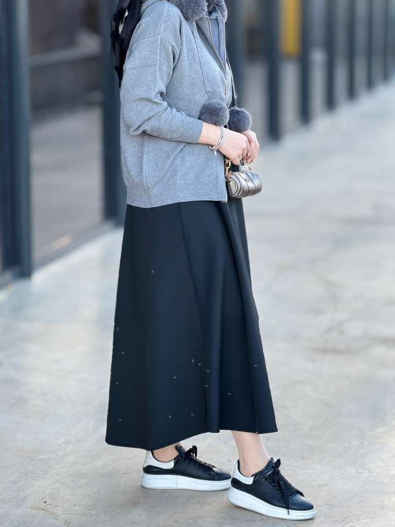 Ponponlu Tasarım Hırka (Gri)