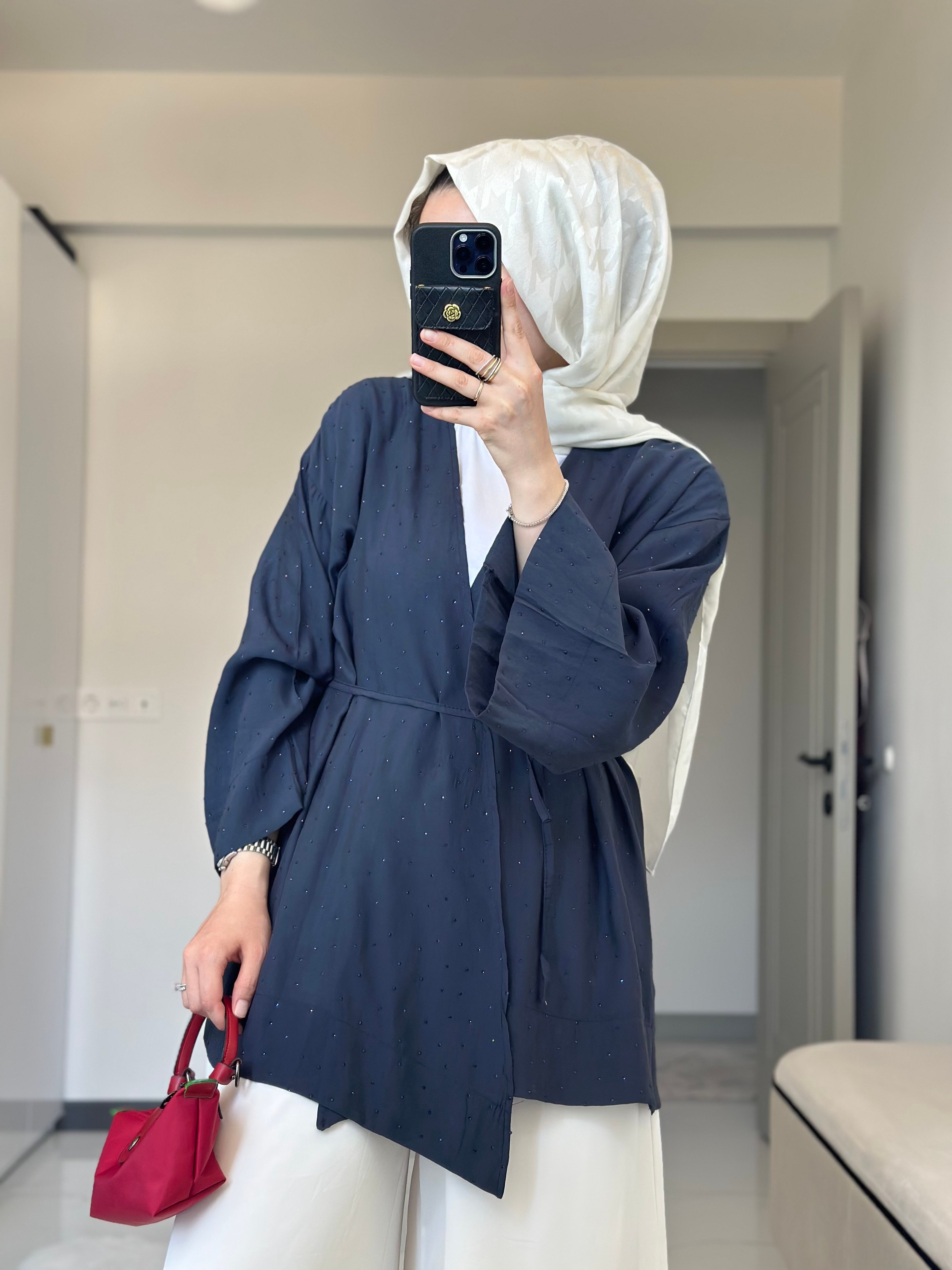 Taşlı Kimono (Lacivert)