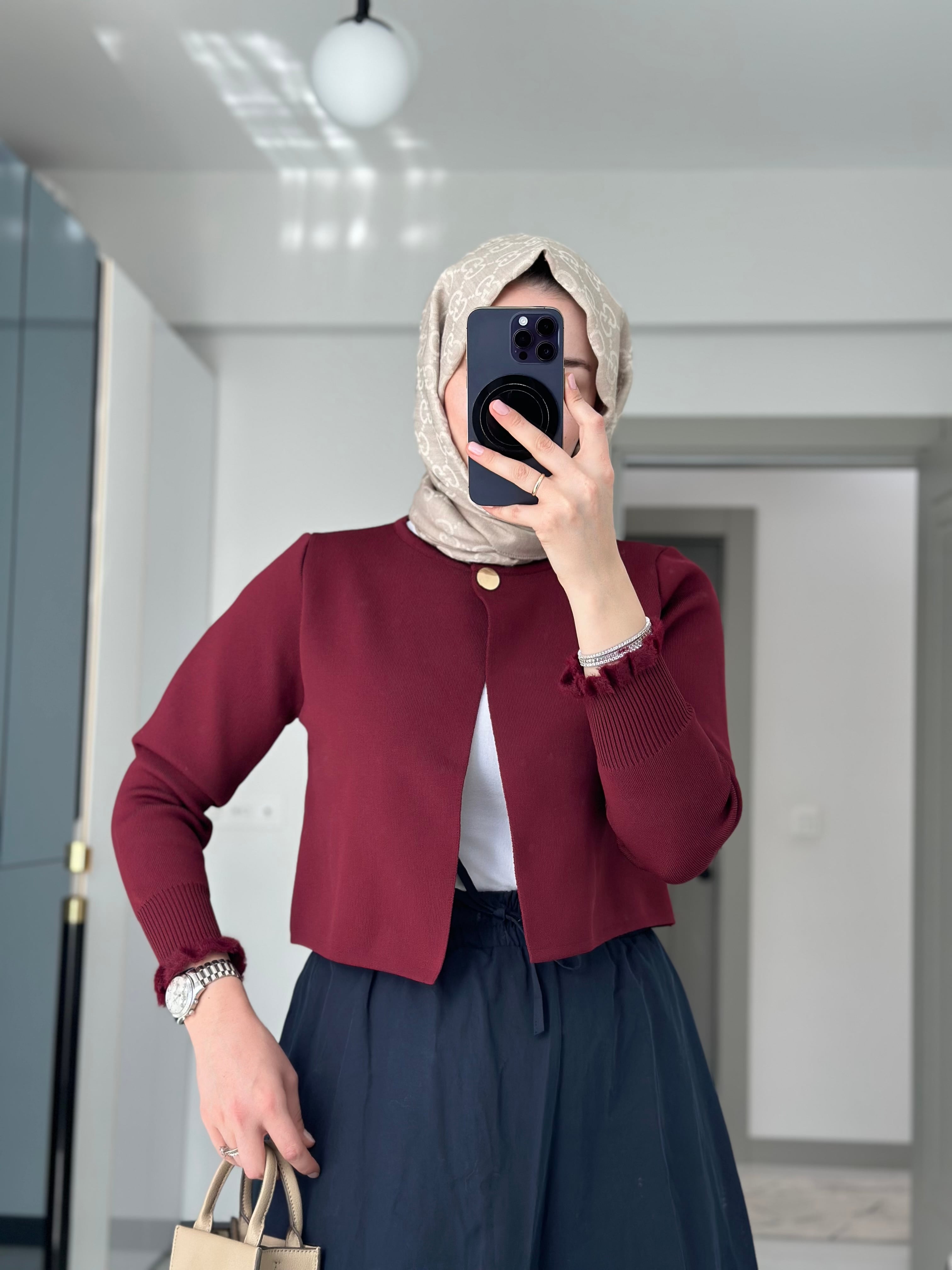 Premıum Merserize Hırka (Bordo)