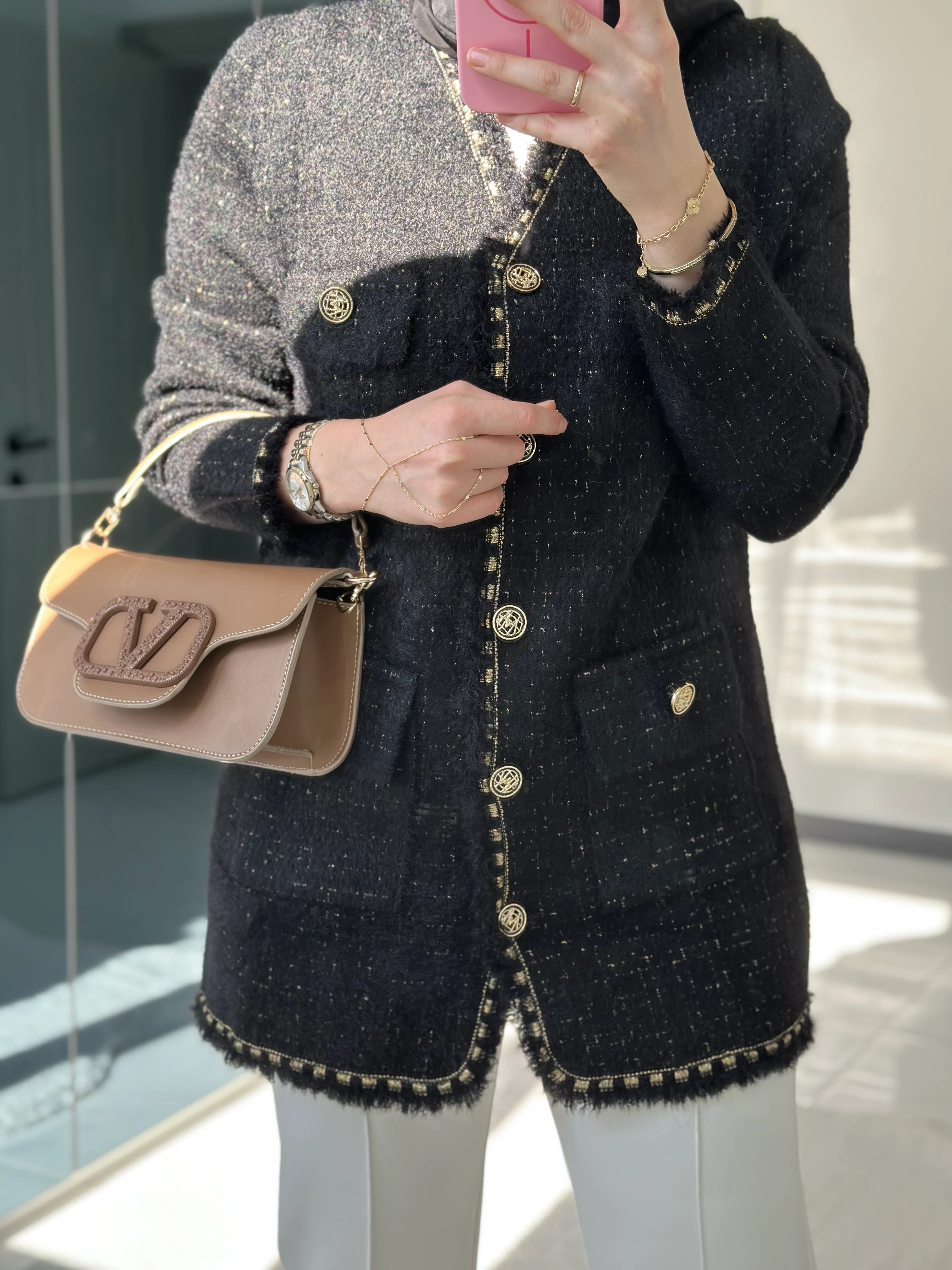 Angora Tüvit Ceket (Siyah)