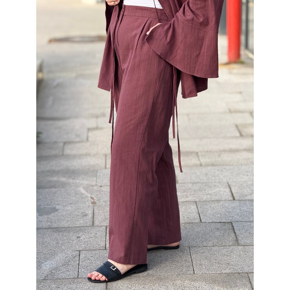 Kimono Keten Takım (Mürdüm)