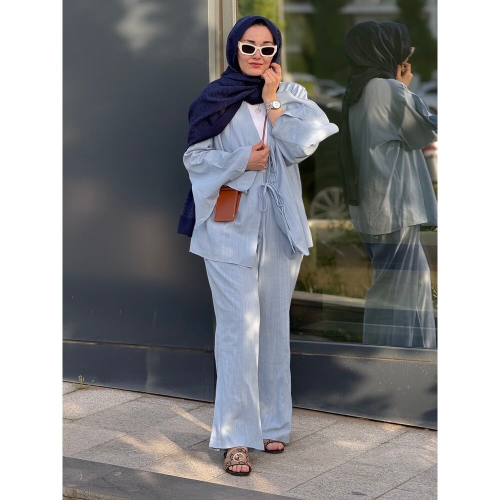 Kimono Keten Takım (bebe mavisi)