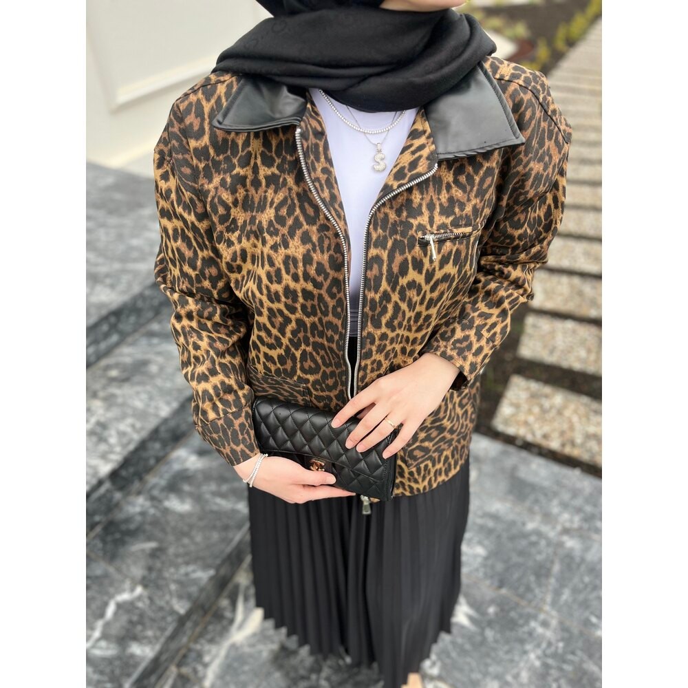 Denım Leopar Ceket