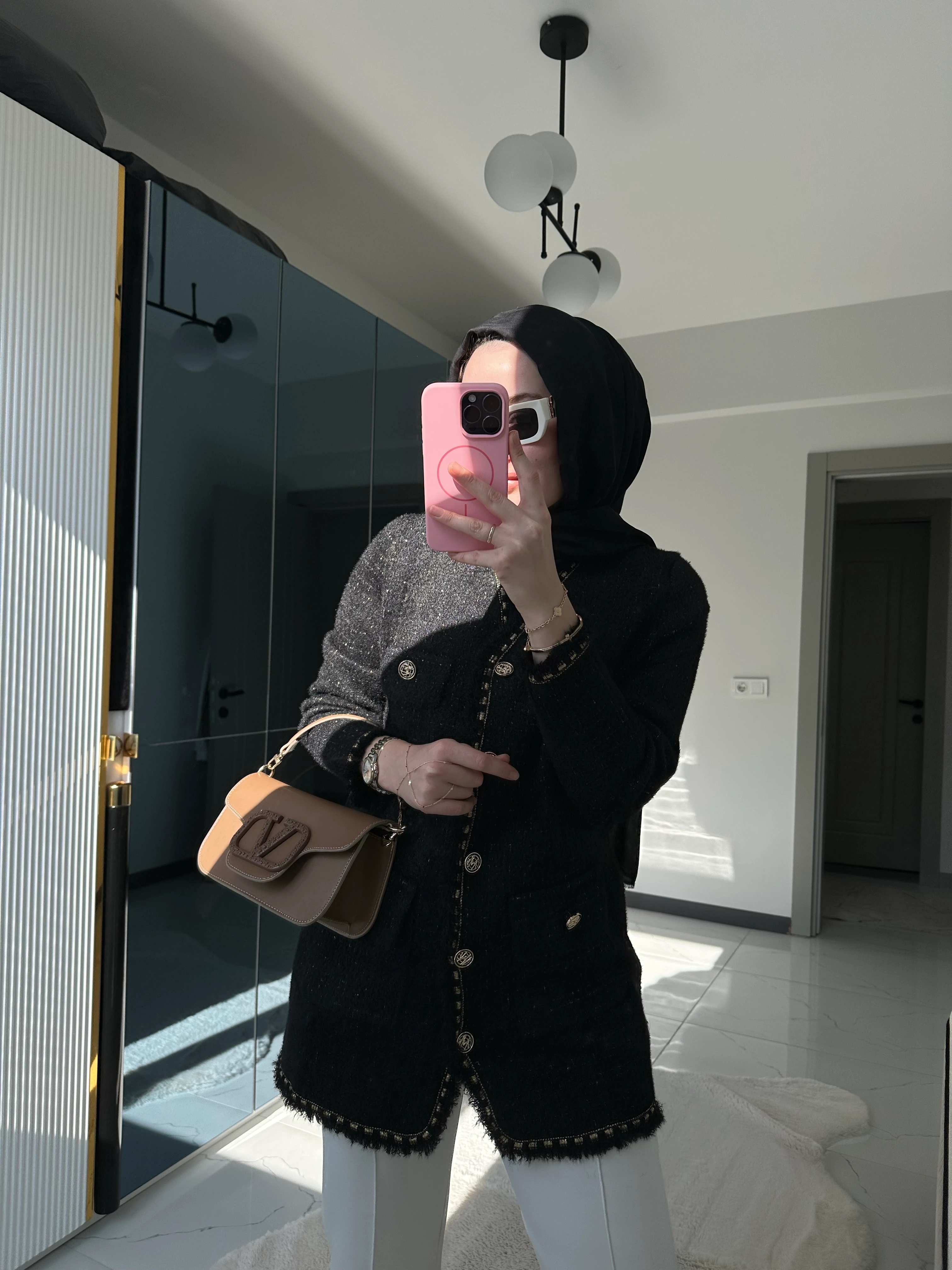 Angora Tüvit Ceket (Siyah)