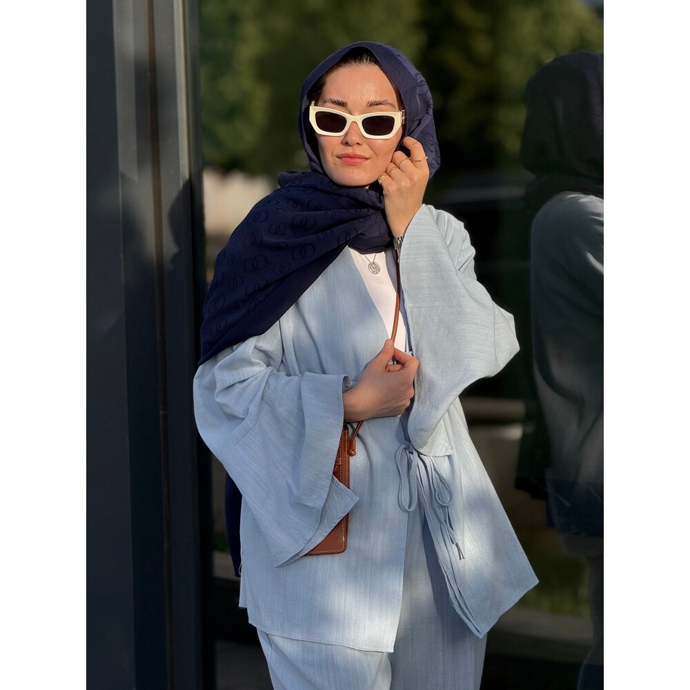 Kimono Keten Takım (bebe mavisi)