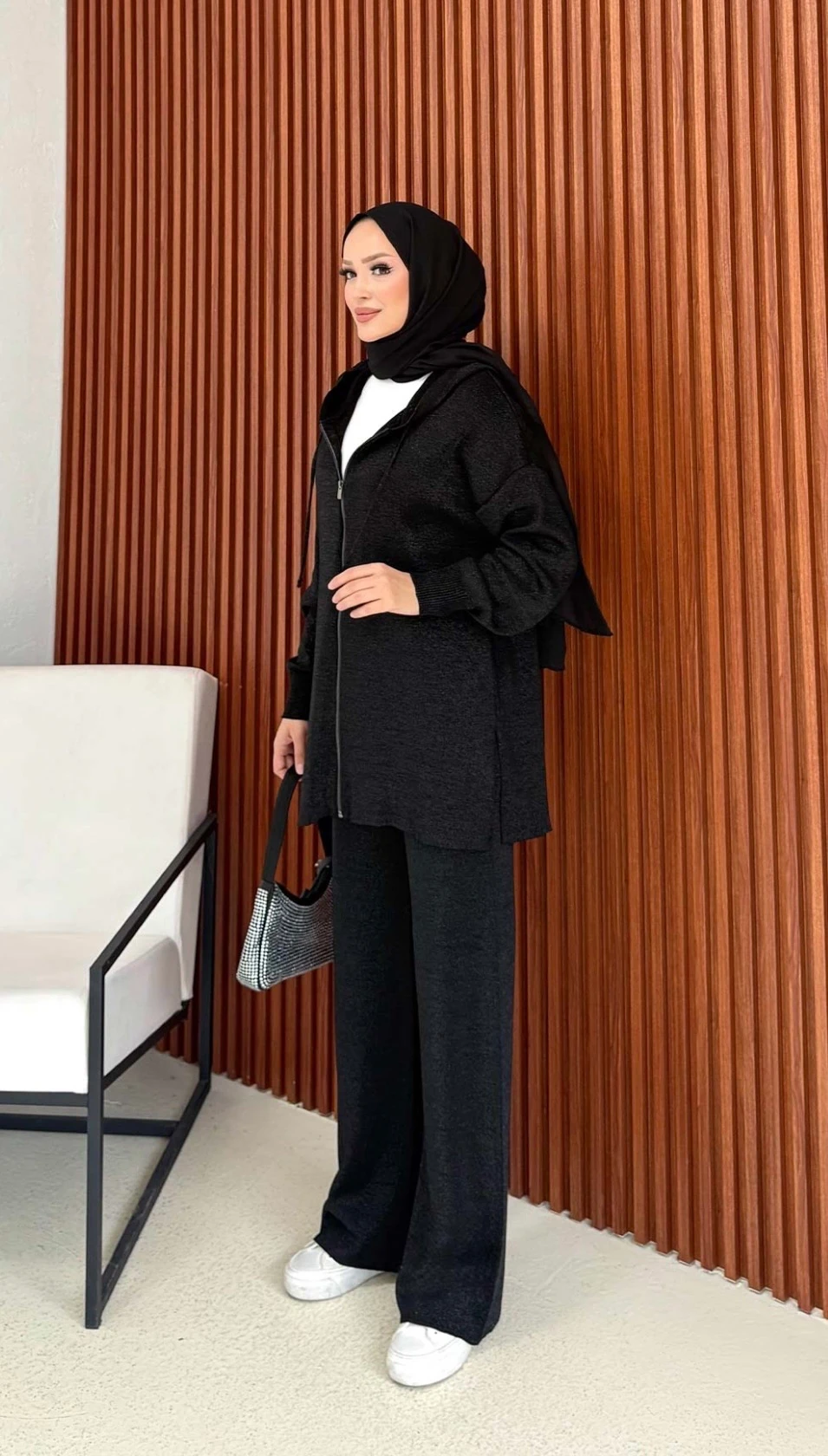 Simli Merserize Takım (Siyah)