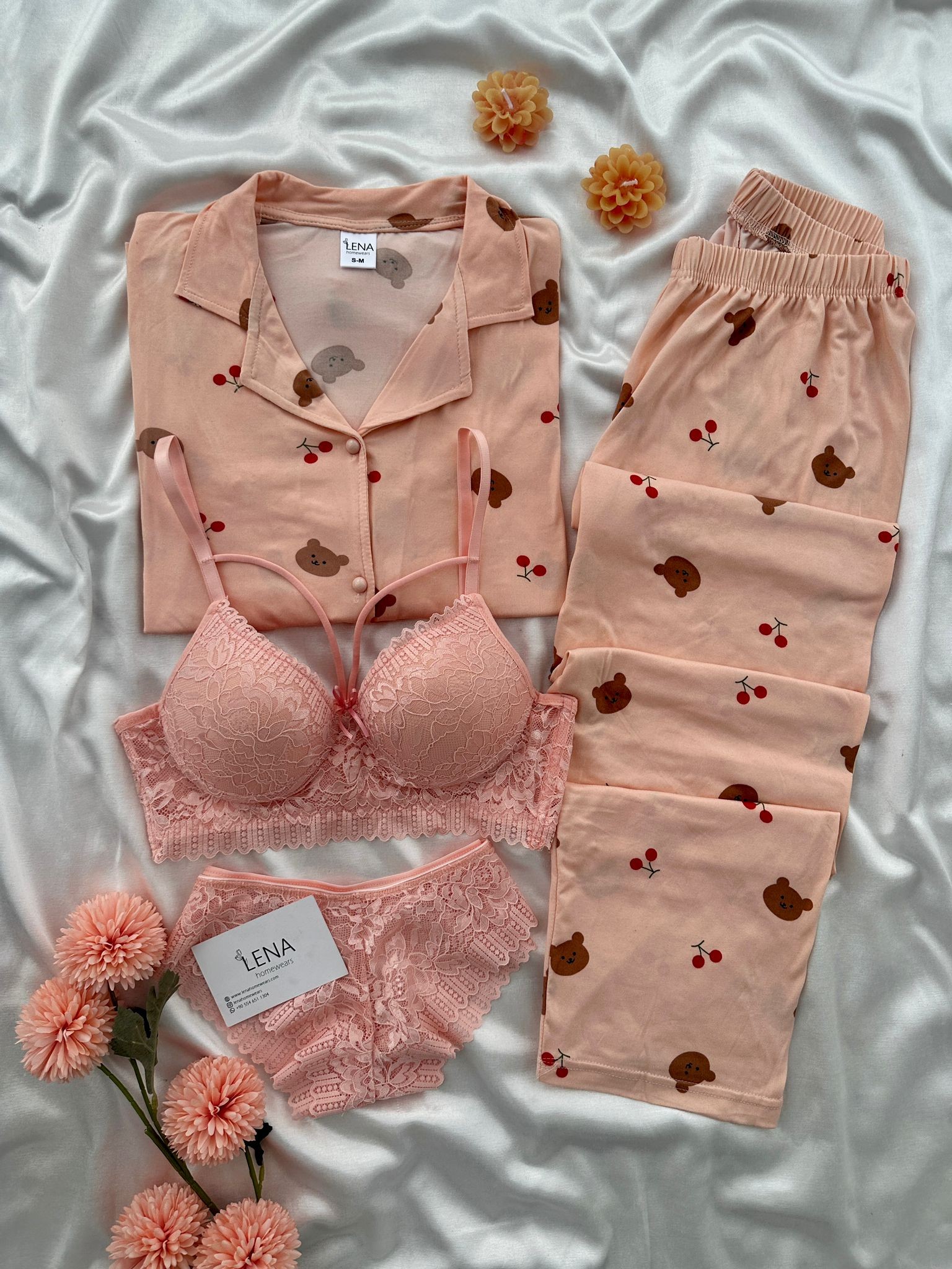 Tedy Somon Dörtlü Pijama  Set 🧸