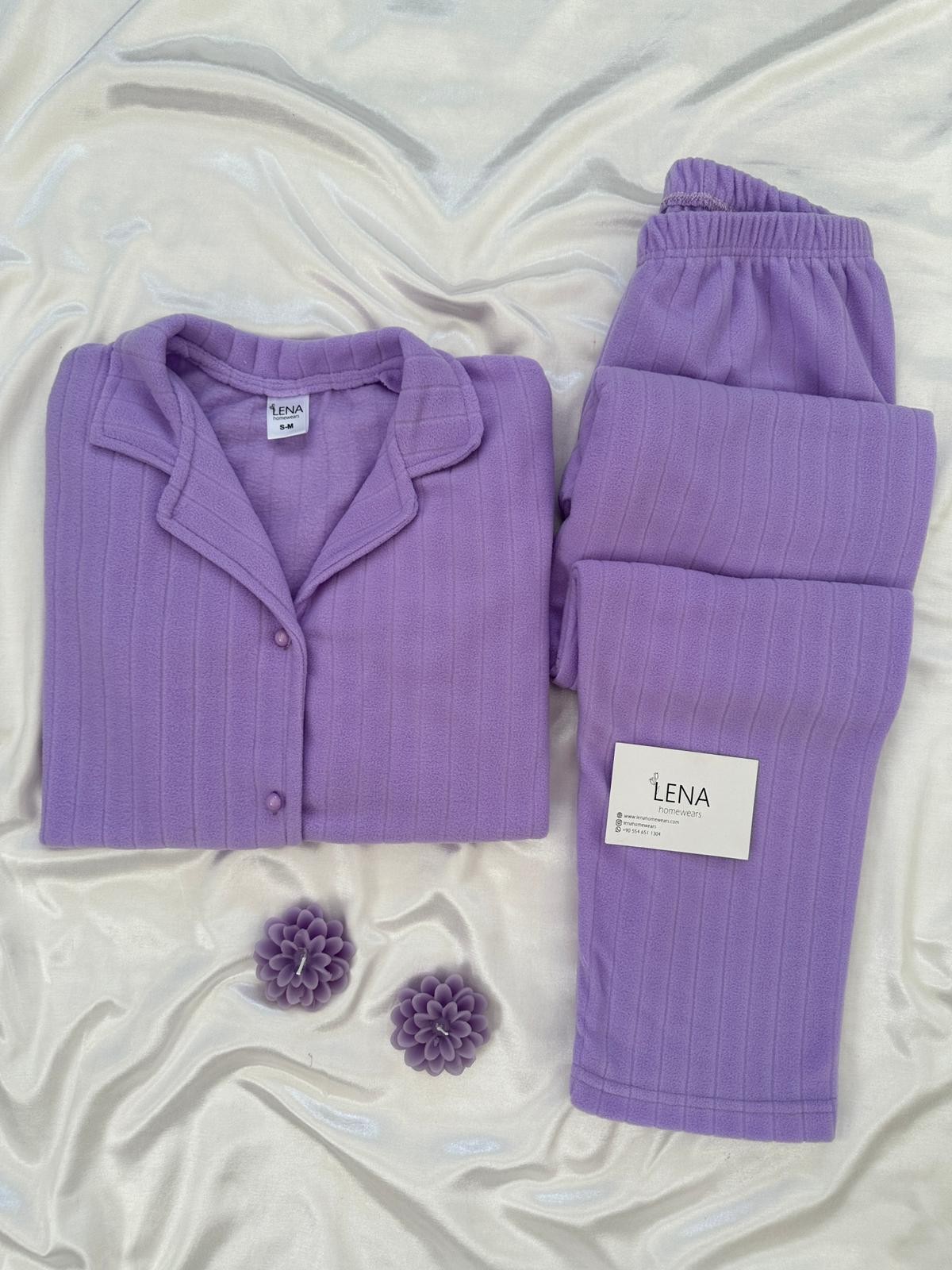 Lila Polar Pijama Takımı