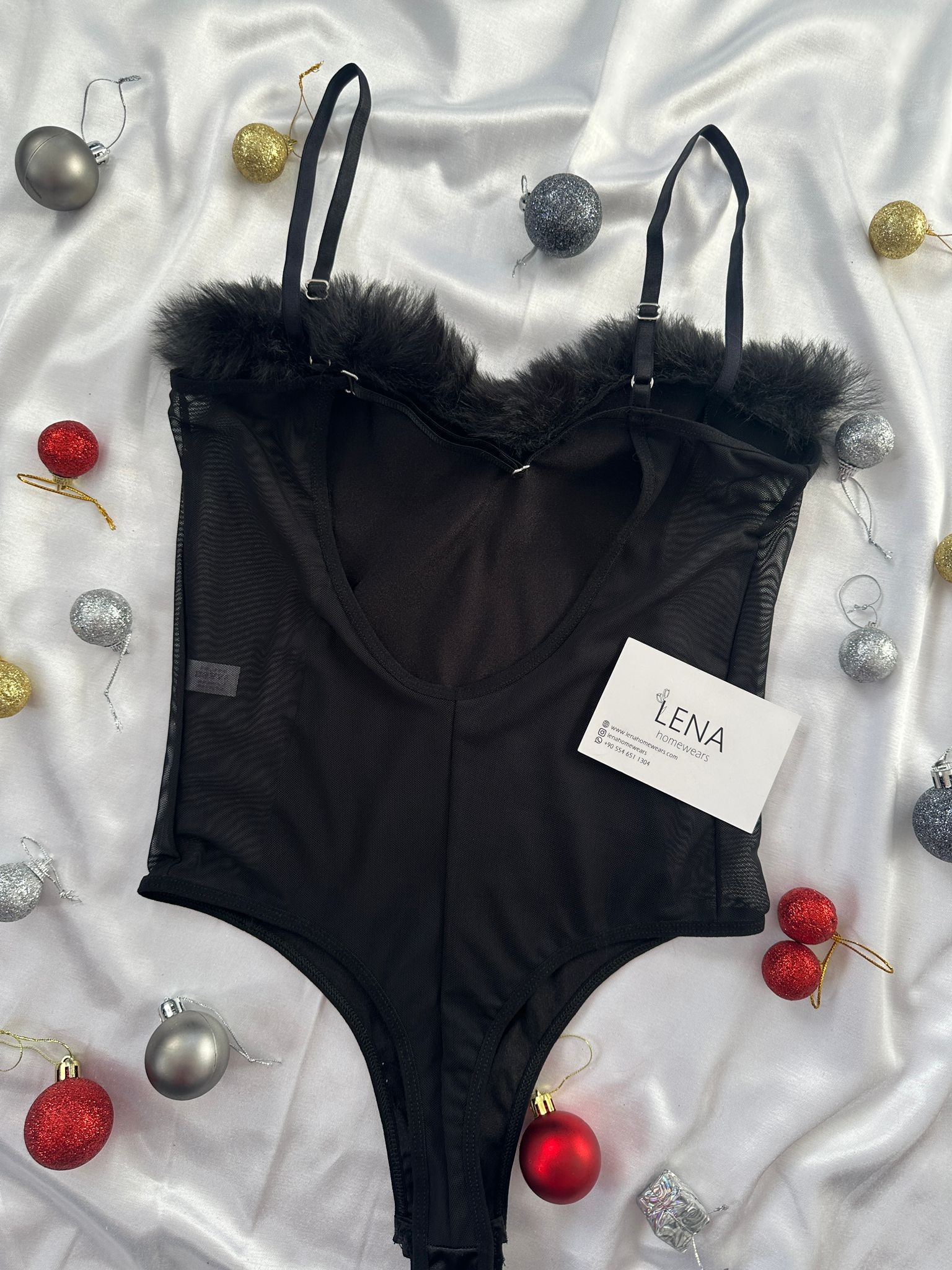 Siyah Noel Fantezi Bodysuit