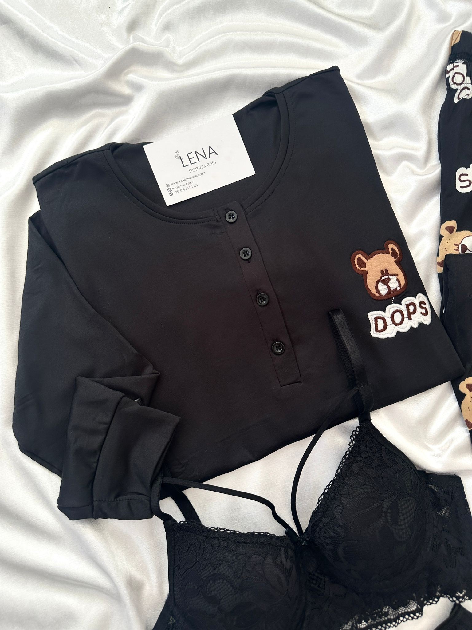 Dops Siyah Dörtlü Pijama Set 