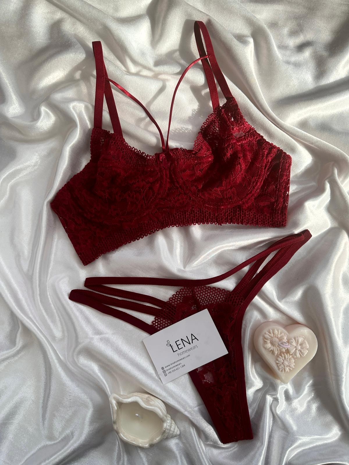 Bordo Kapsız Bralet Takımı